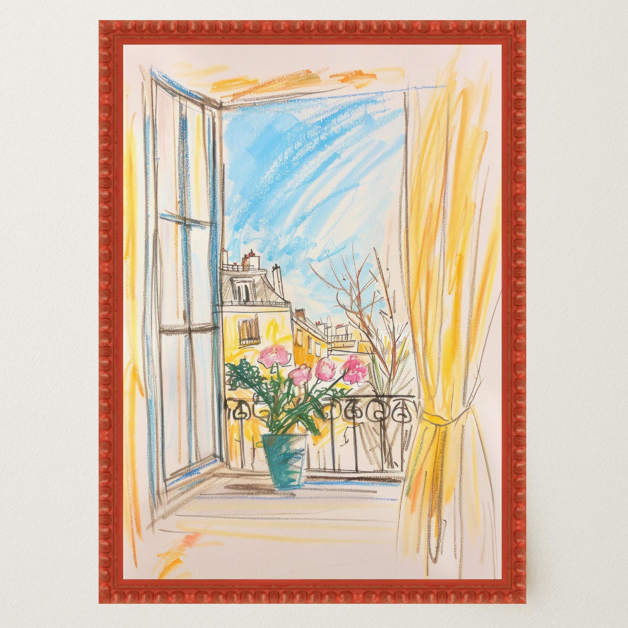Pastel Cityscape Wall Art Print-Skudaboo