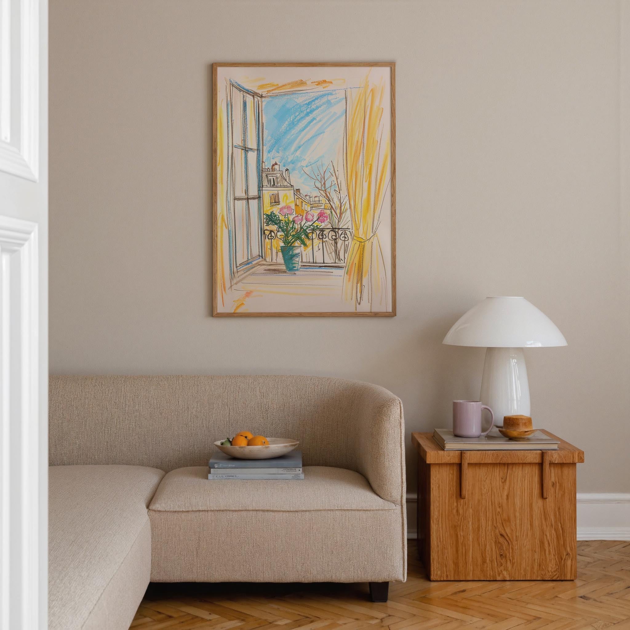Pastel Cityscape Wall Art Print-Skudaboo