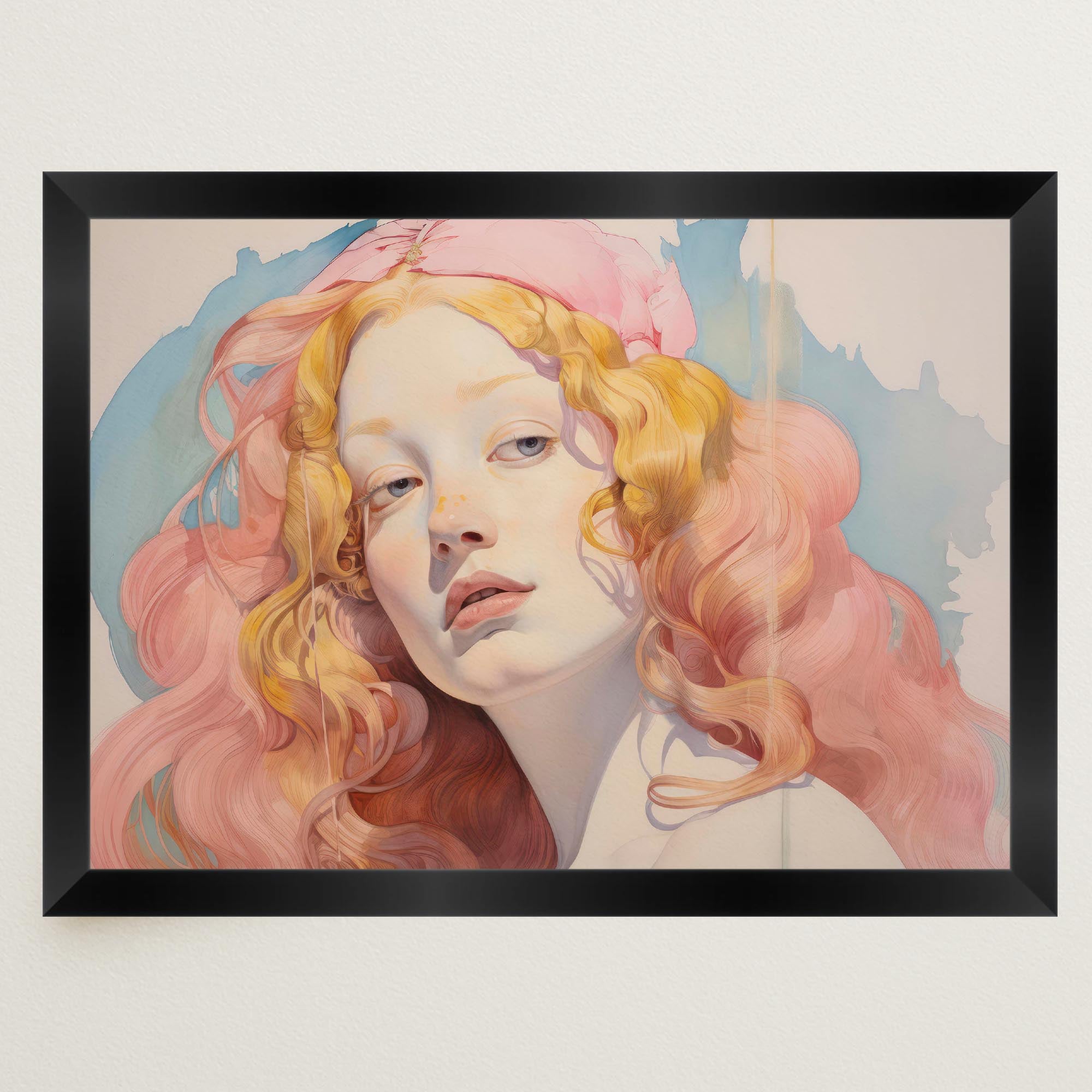 Romantic Feminine Portrait Wall Art Print-Skudaboo