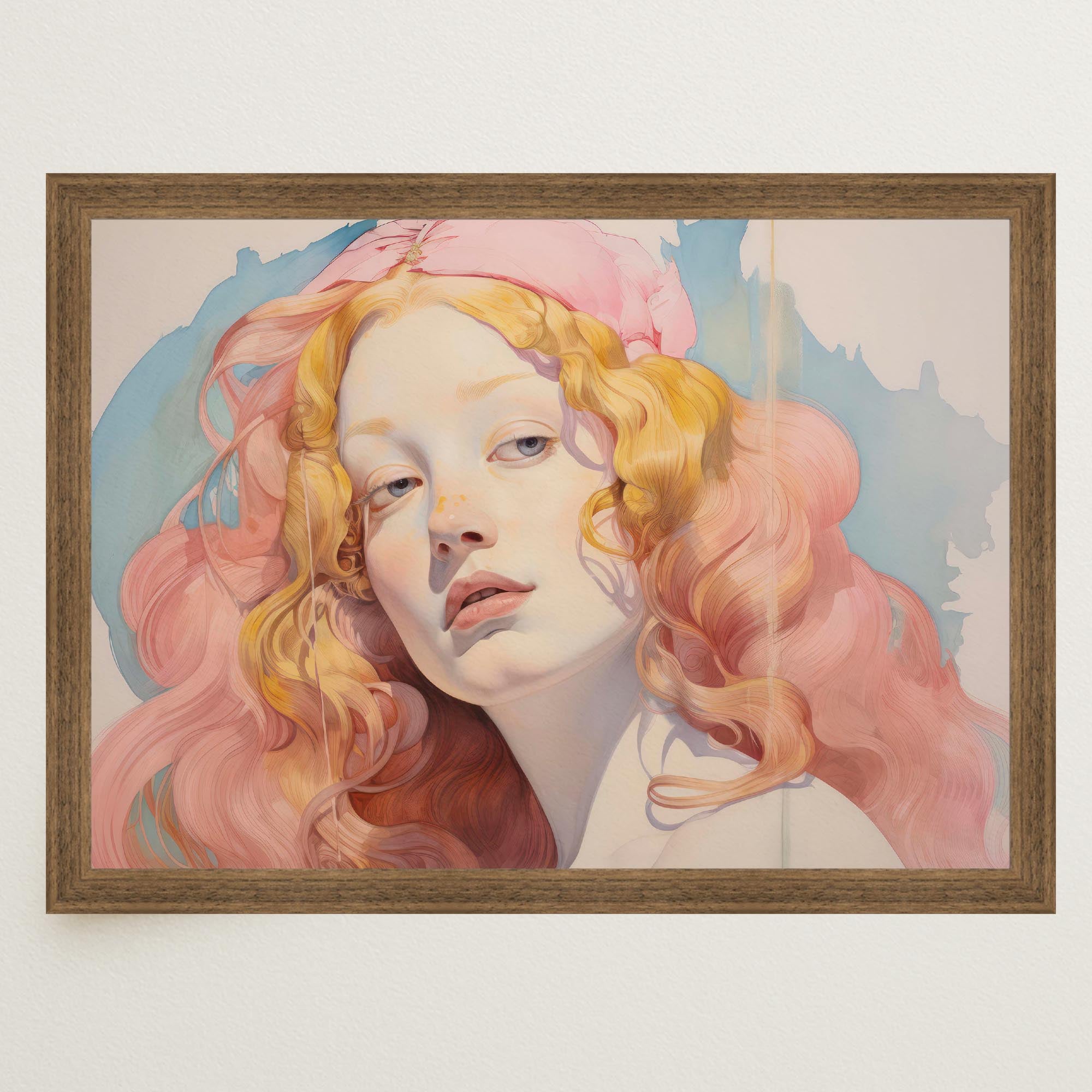 Romantic Feminine Portrait Wall Art Print-Skudaboo