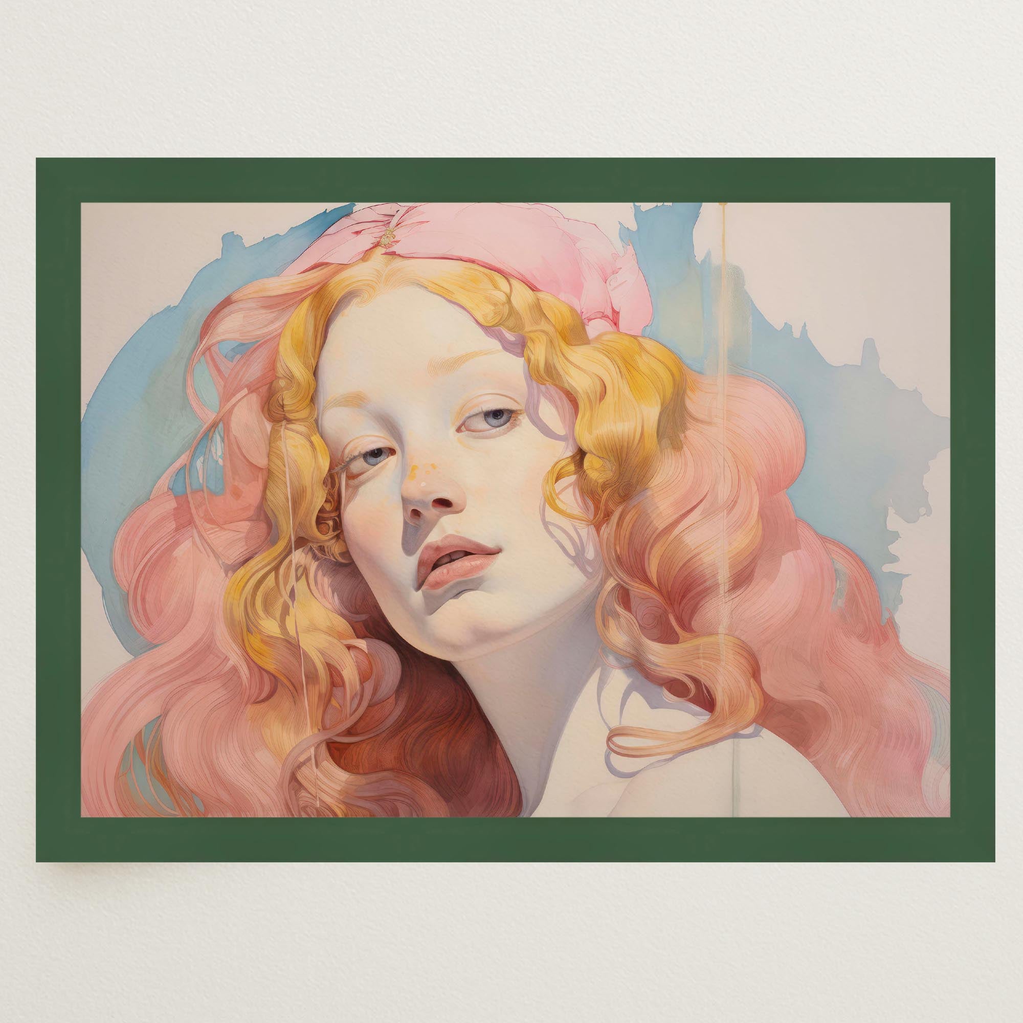 Romantic Feminine Portrait Wall Art Print-Skudaboo