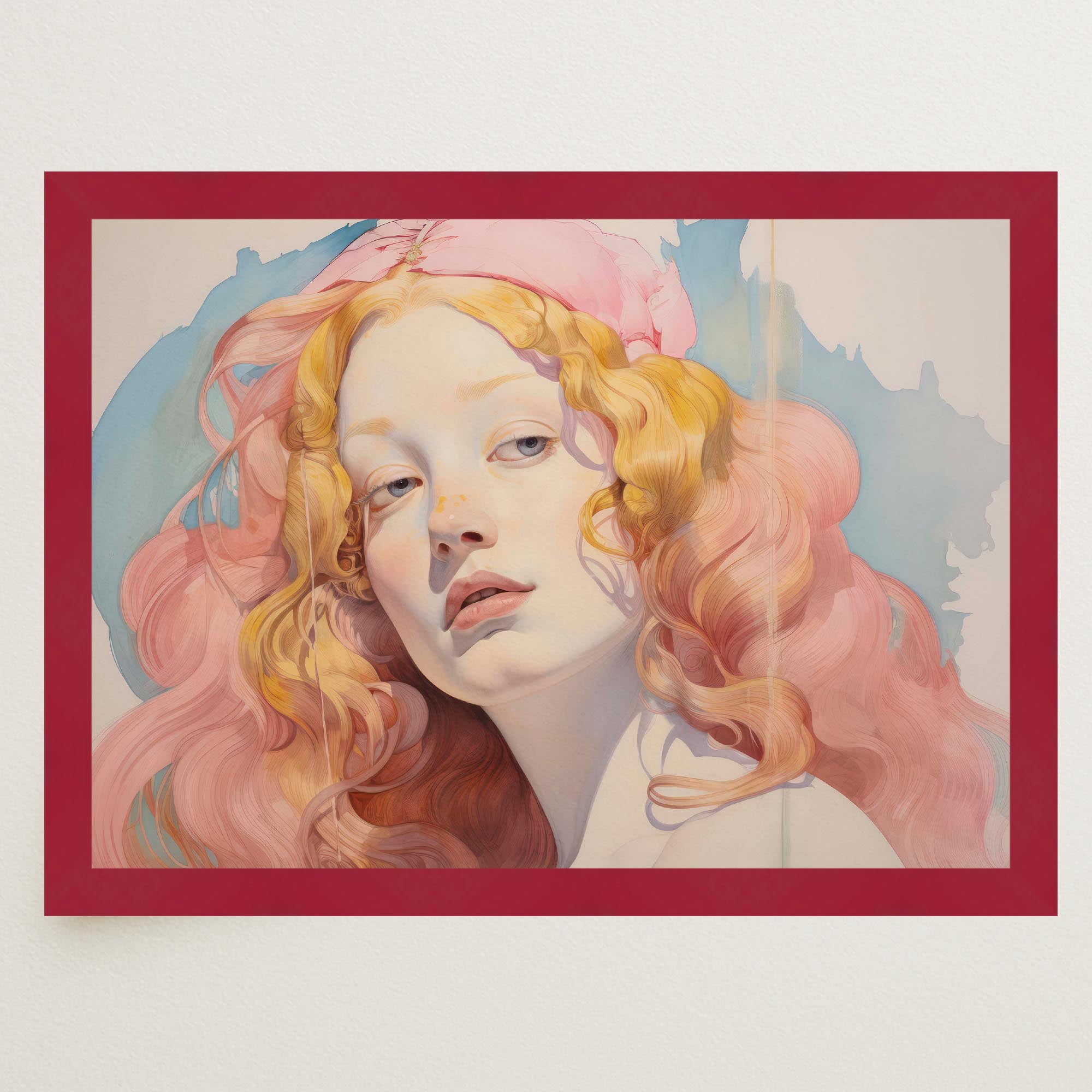 Romantic Feminine Portrait Wall Art Print-Skudaboo