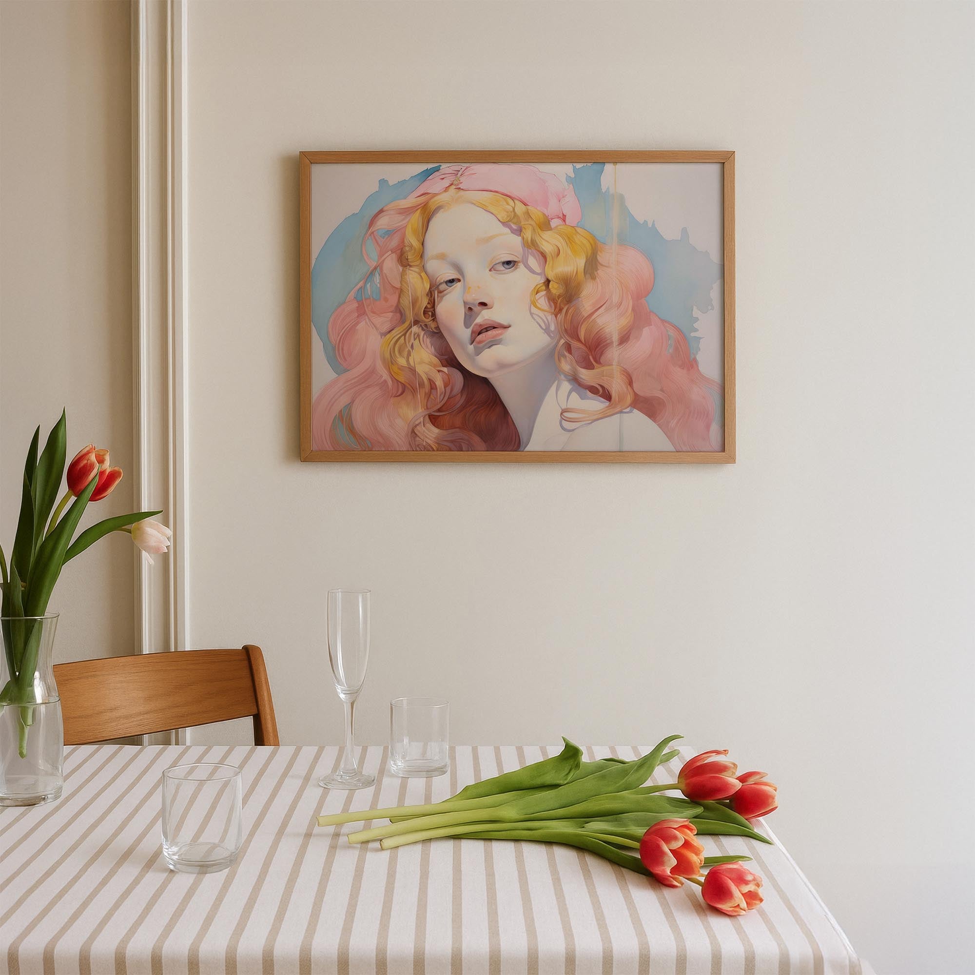 Romantic Feminine Portrait Wall Art Print-Skudaboo