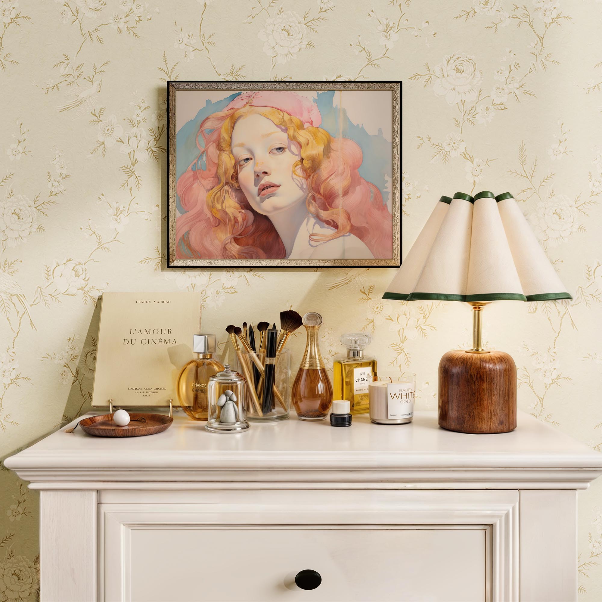Romantic Feminine Portrait Wall Art Print-Skudaboo
