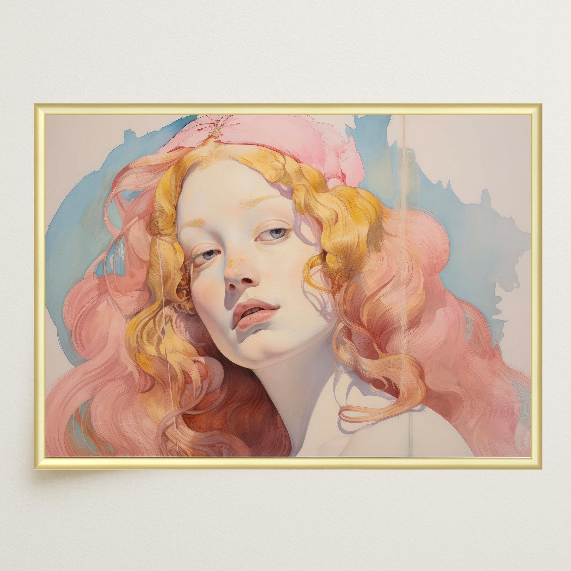 Romantic Feminine Portrait Wall Art Print-Skudaboo