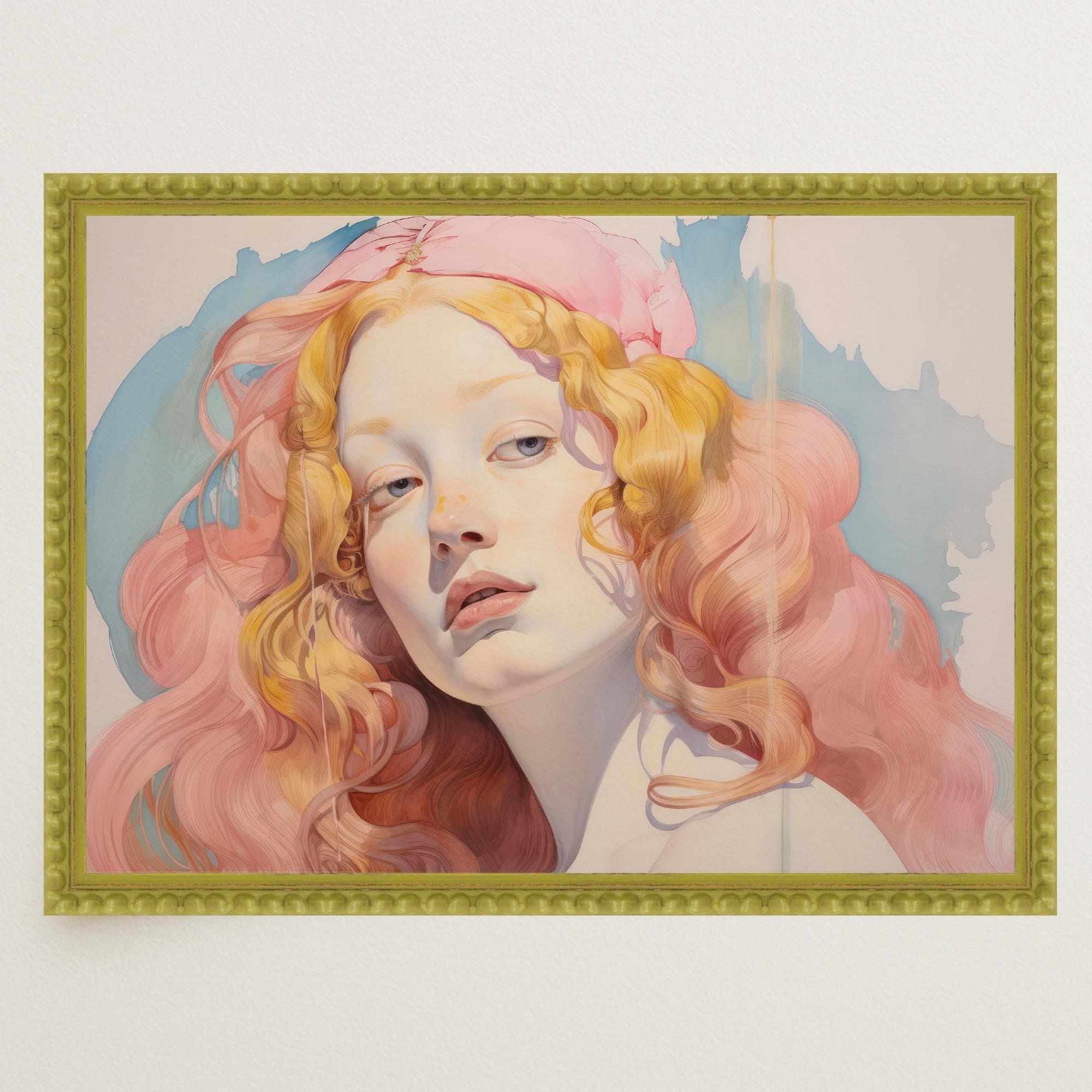 Romantic Feminine Portrait Wall Art Print-Skudaboo