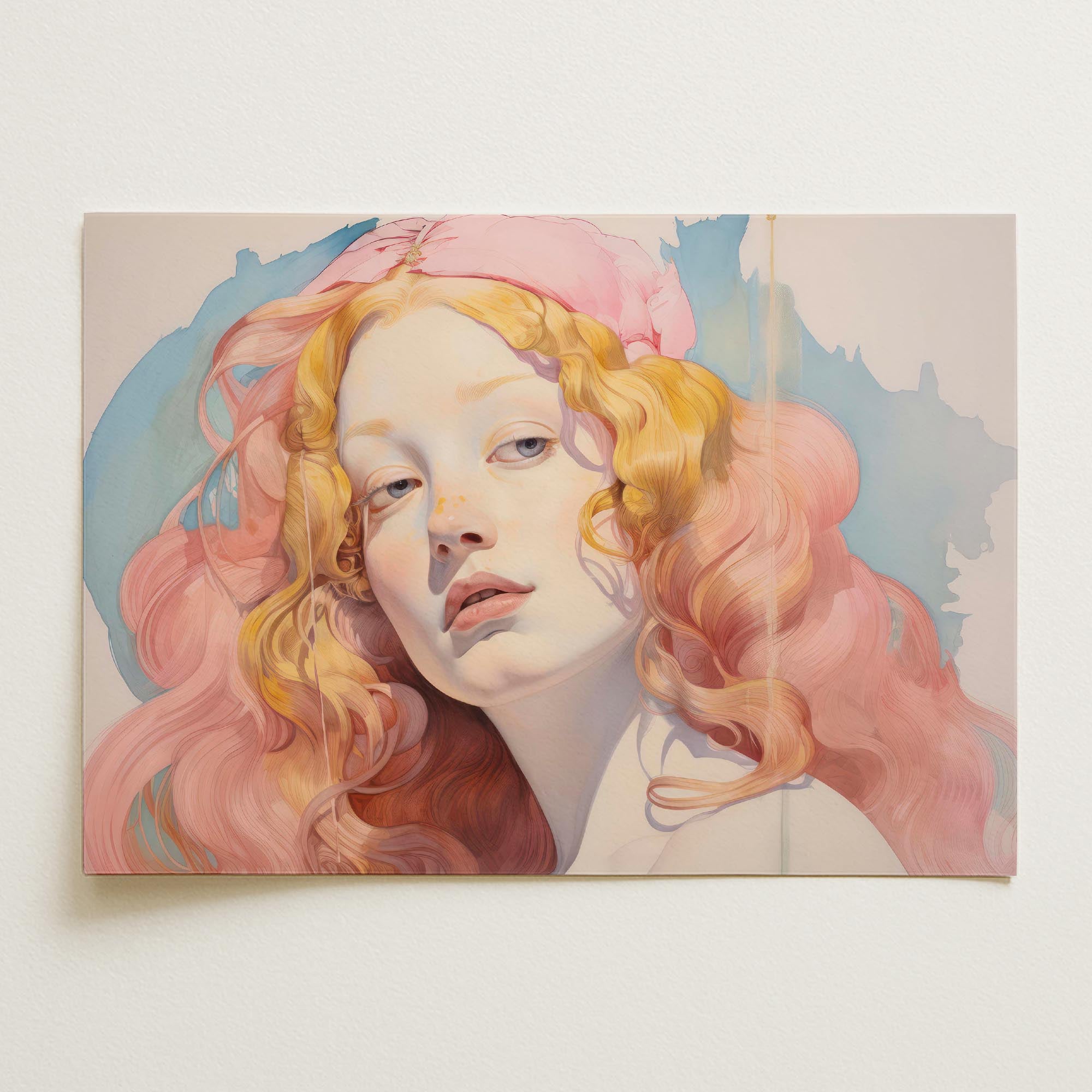 Romantic Feminine Portrait Wall Art Print-Skudaboo
