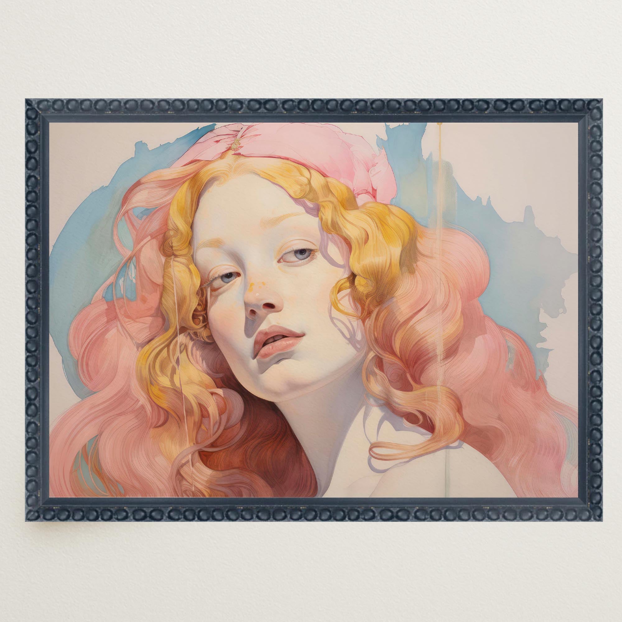 Romantic Feminine Portrait Wall Art Print-Skudaboo