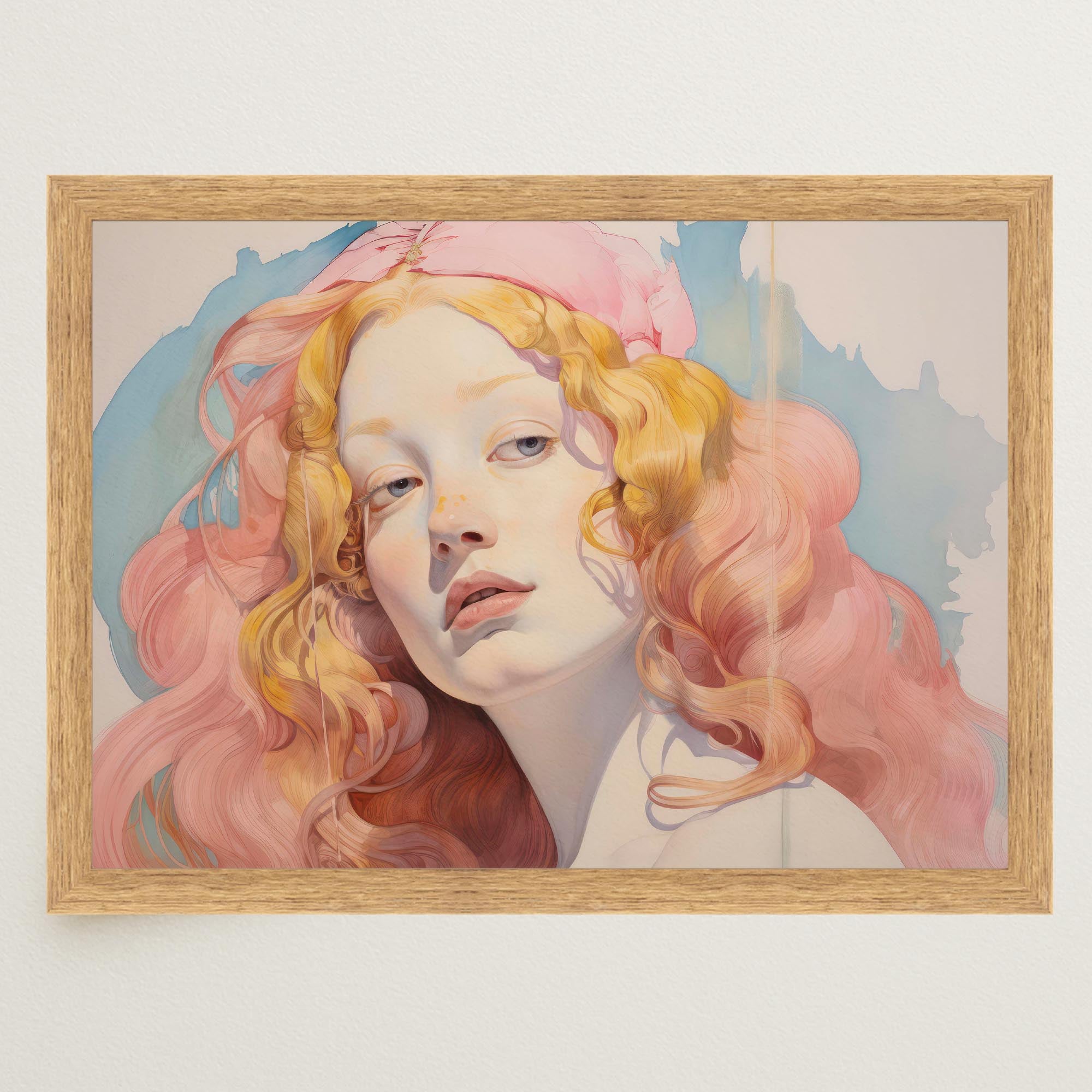 Romantic Feminine Portrait Wall Art Print-Skudaboo