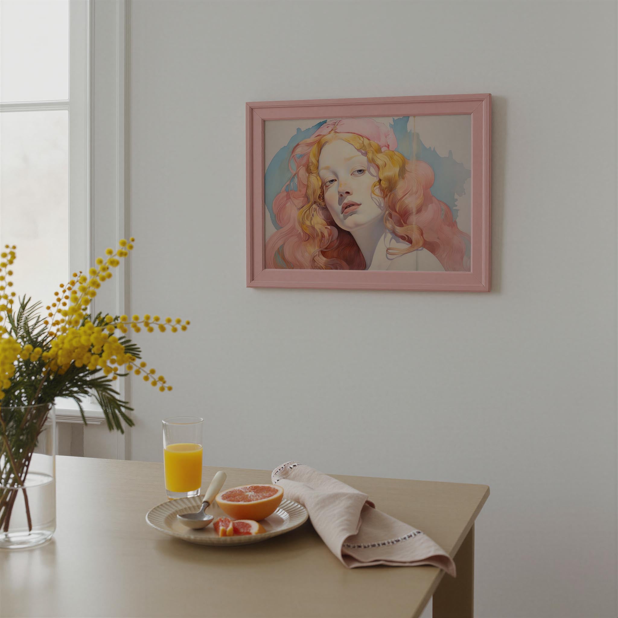Romantic Feminine Portrait Wall Art Print-Skudaboo