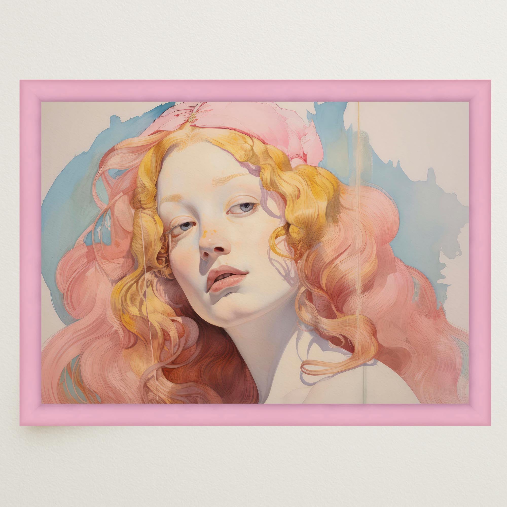 Romantic Feminine Portrait Wall Art Print-Skudaboo