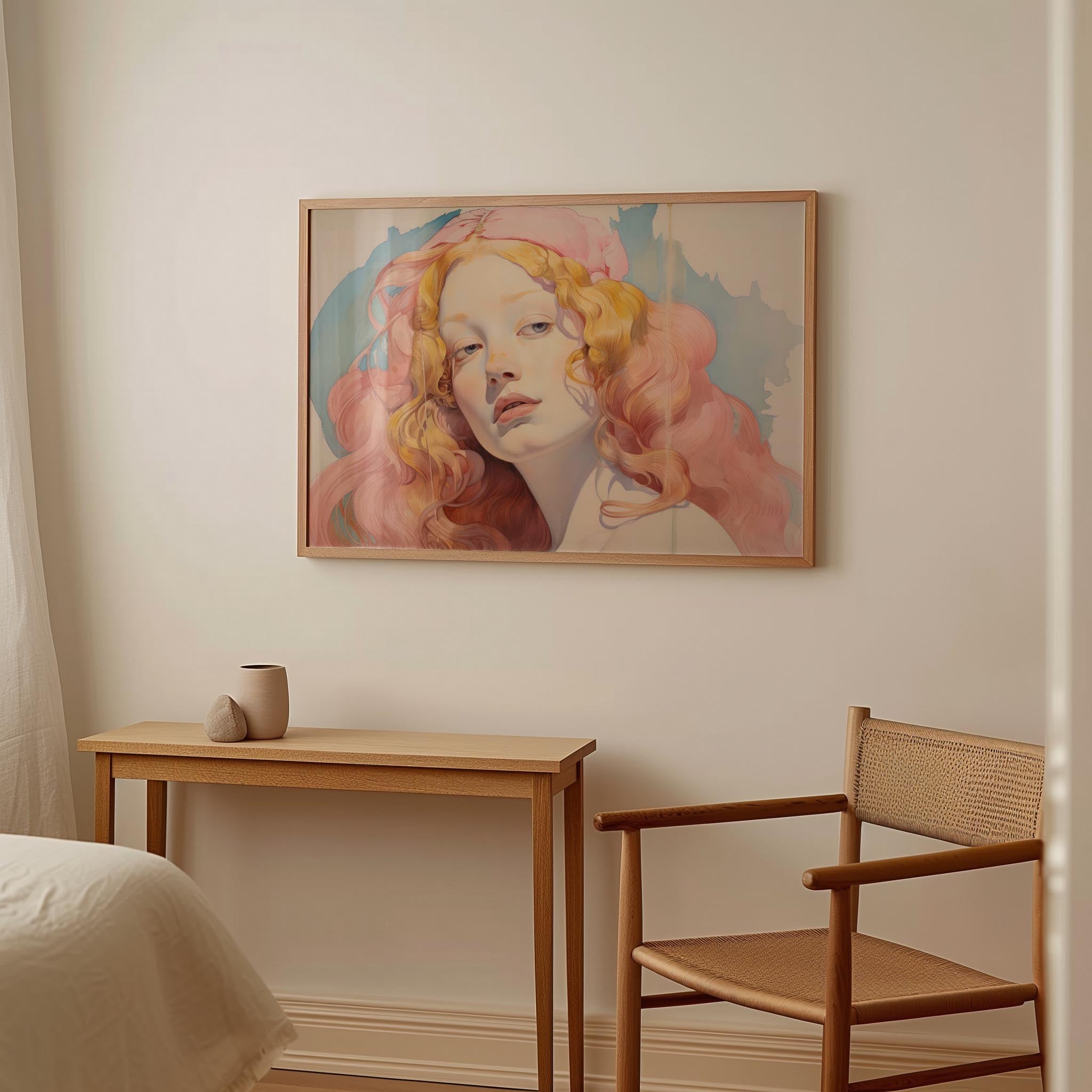 Romantic Feminine Portrait Wall Art Print-Skudaboo
