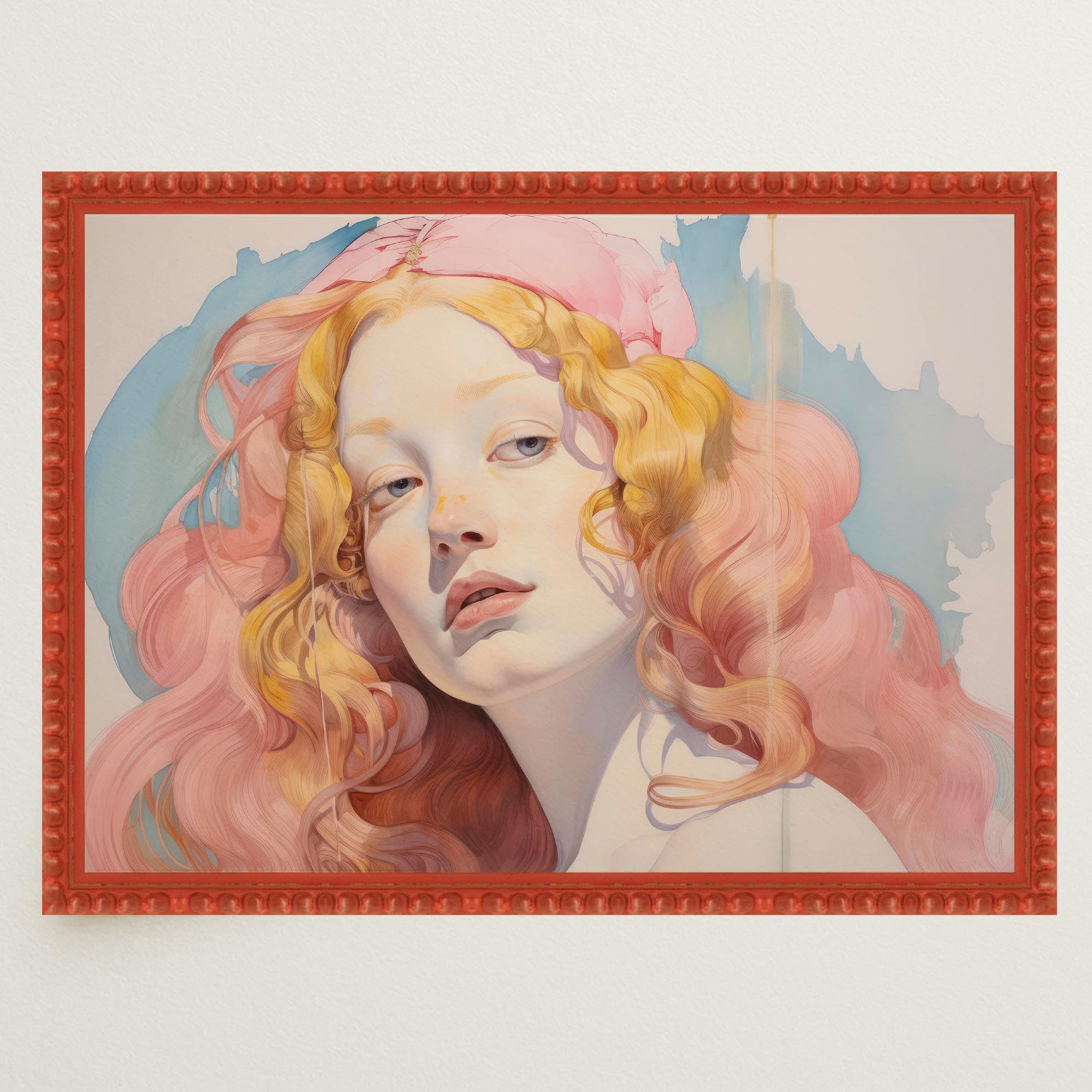 Romantic Feminine Portrait Wall Art Print-Skudaboo