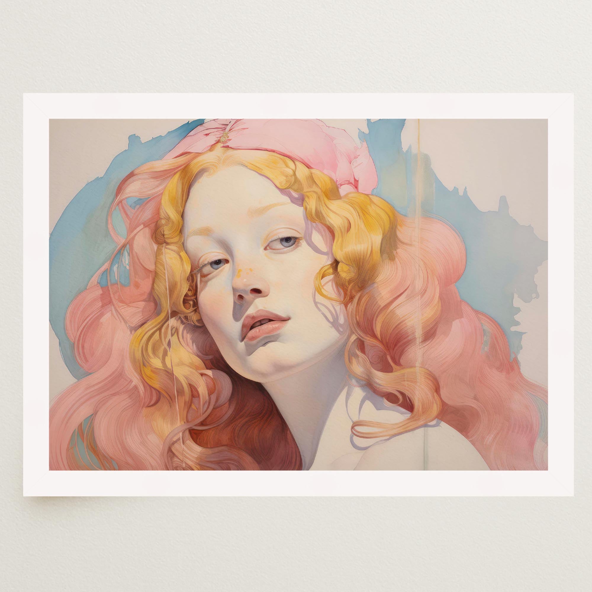 Romantic Feminine Portrait Wall Art Print-Skudaboo