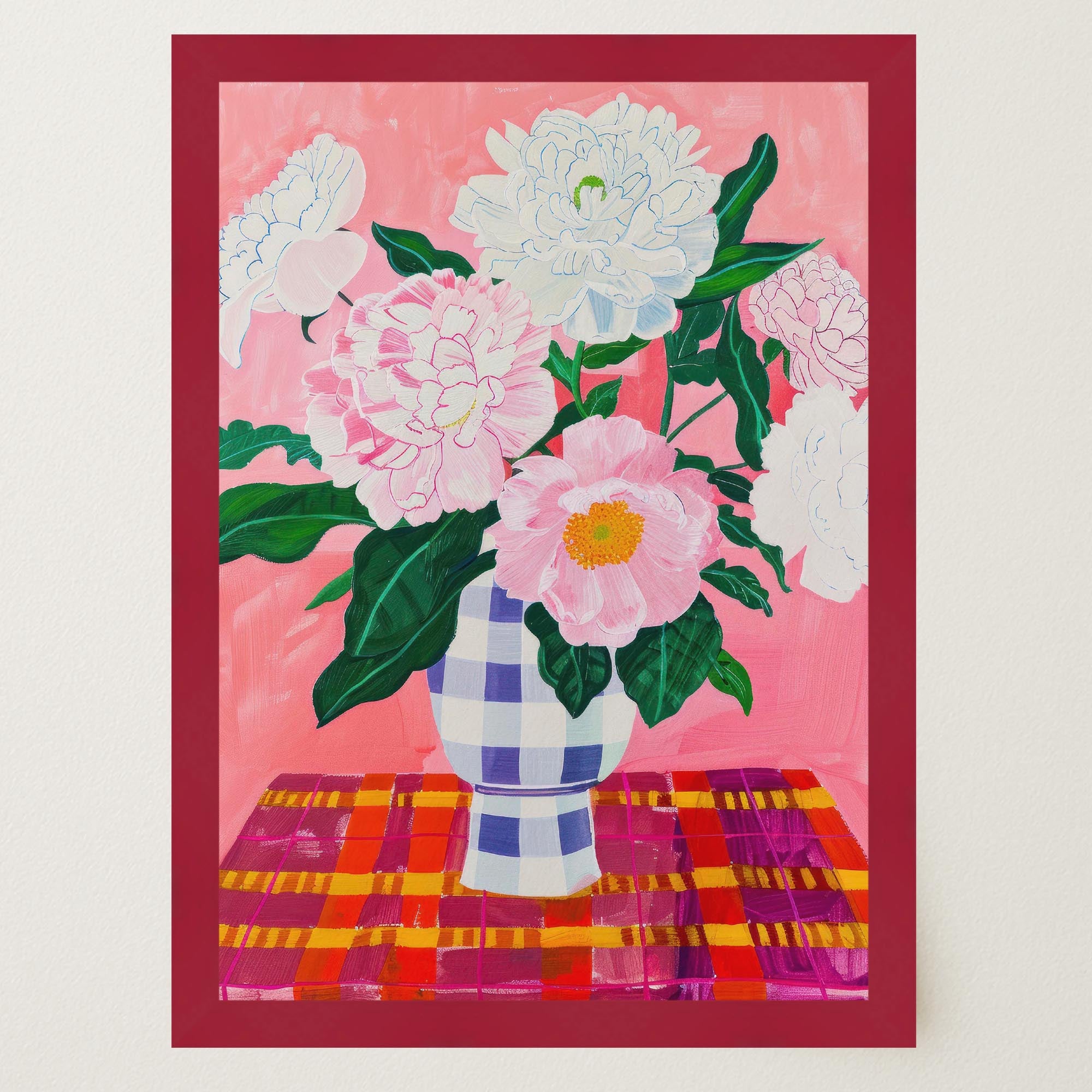 Pink Floral Vase Still Life Wall Art Print-Skudaboo