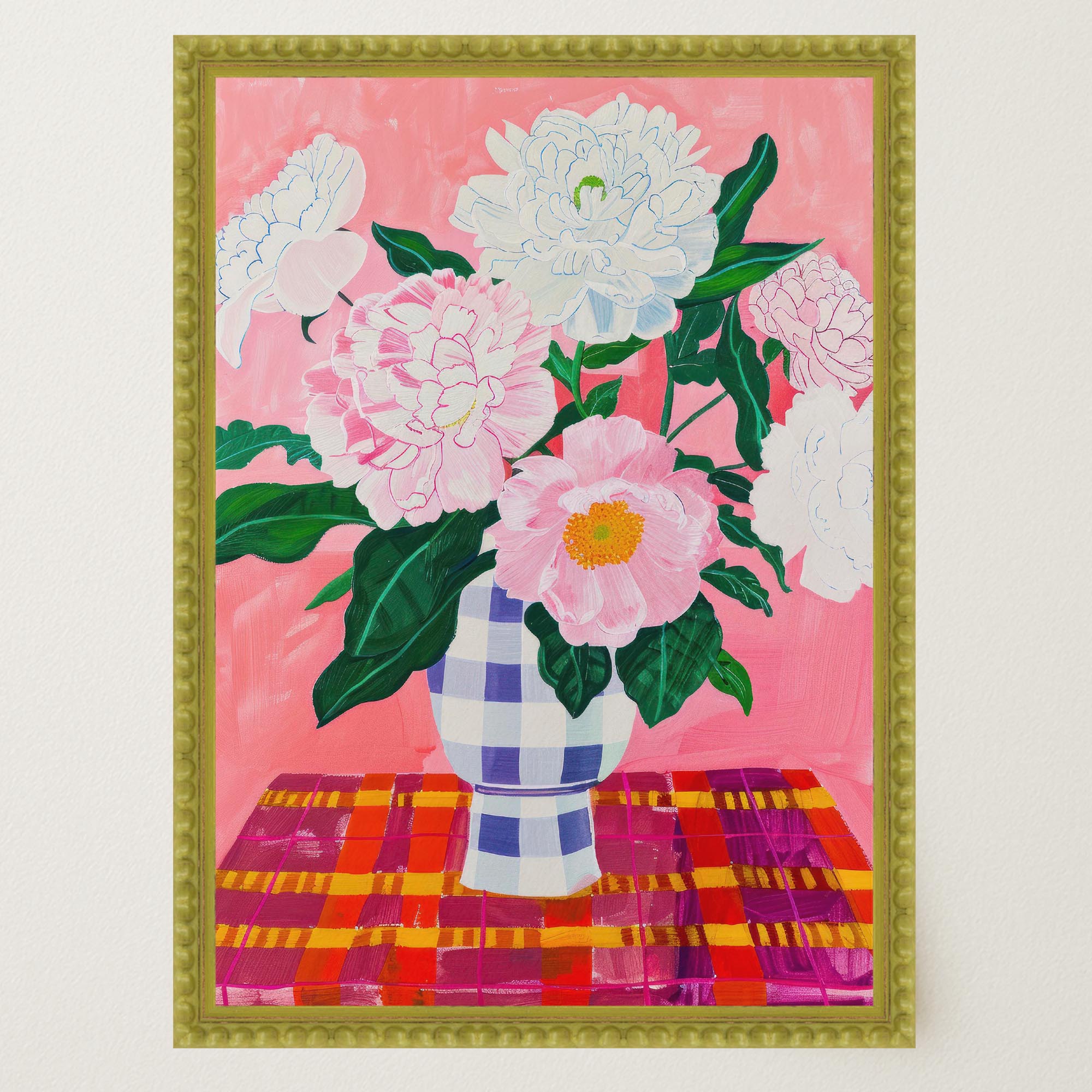 Pink Floral Vase Still Life Wall Art Print-Skudaboo