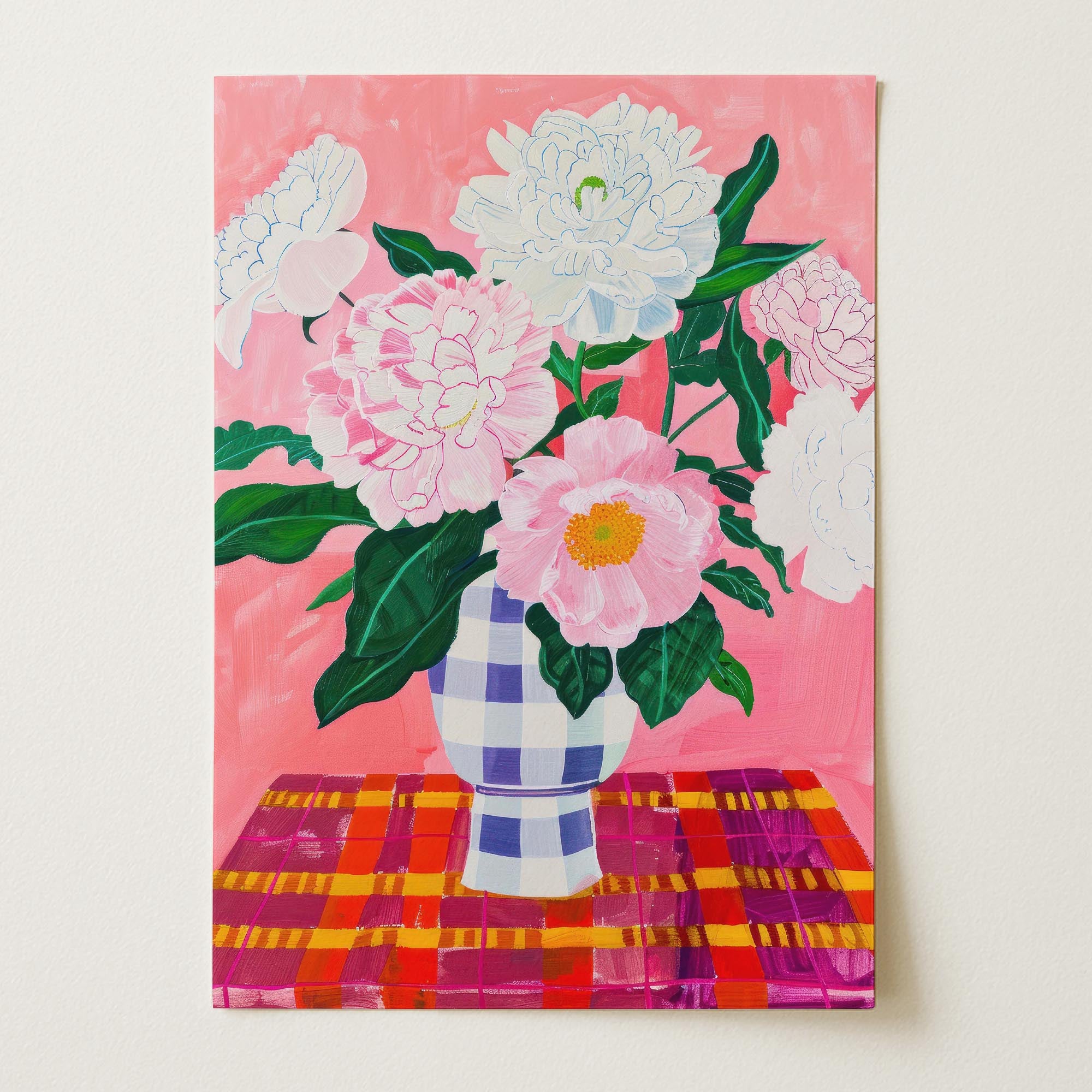 Pink Floral Vase Still Life Wall Art Print-Skudaboo