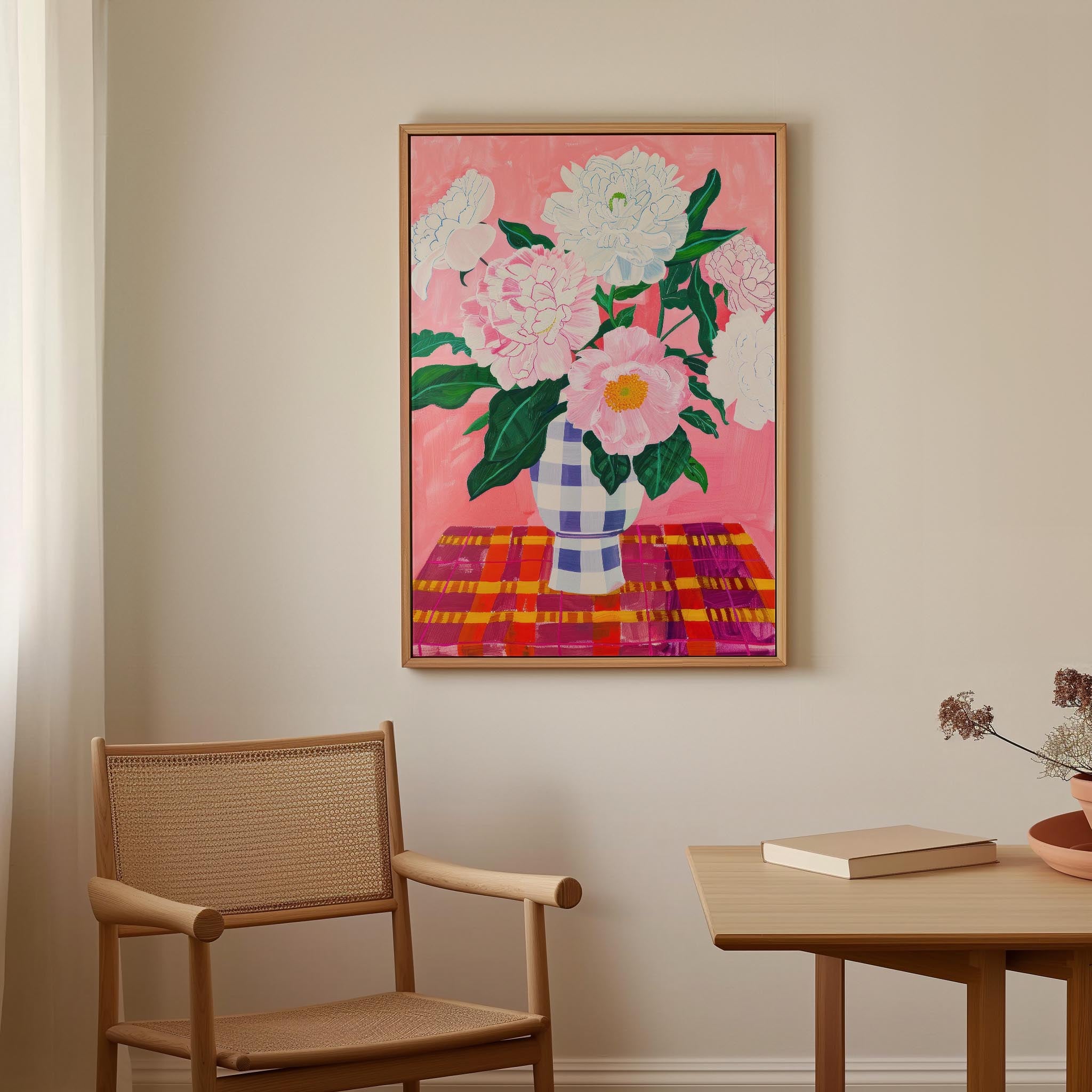 Pink Floral Vase Still Life Wall Art Print-Skudaboo