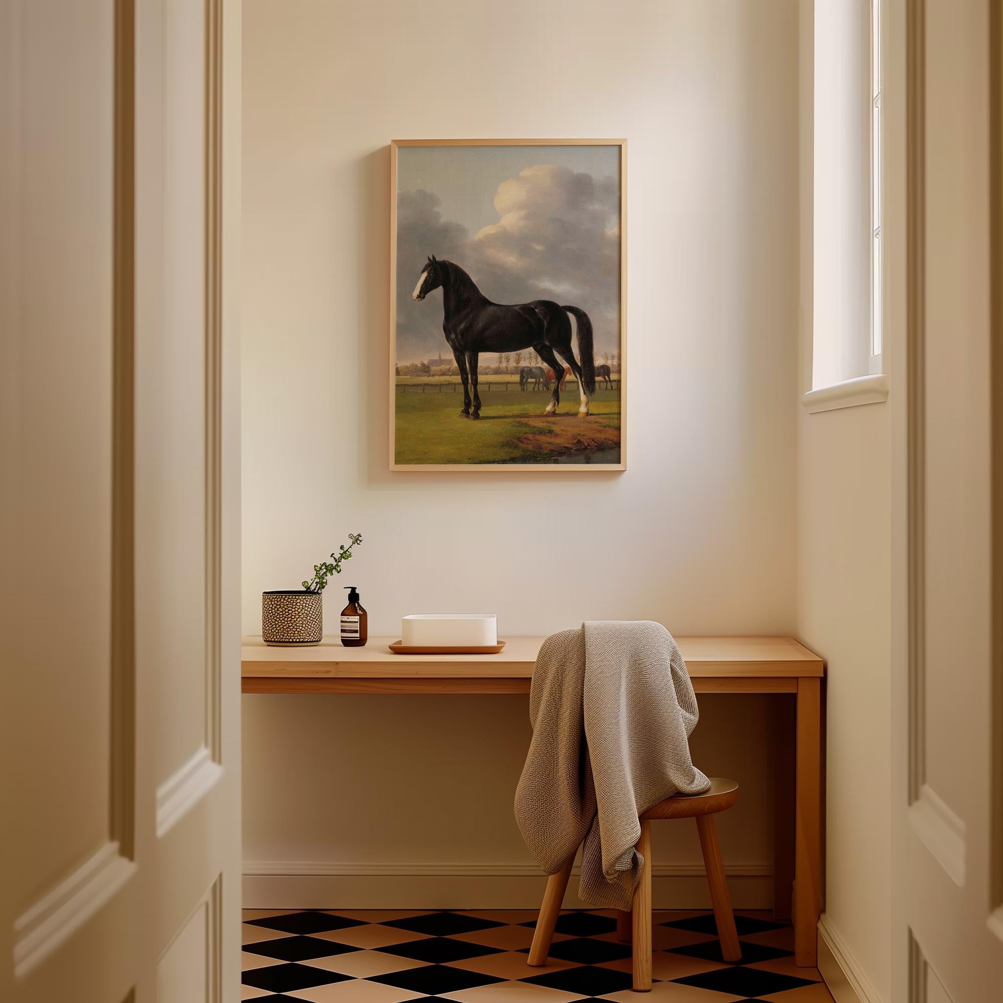 Vintage Horse Portrait Art Print-Skudaboo