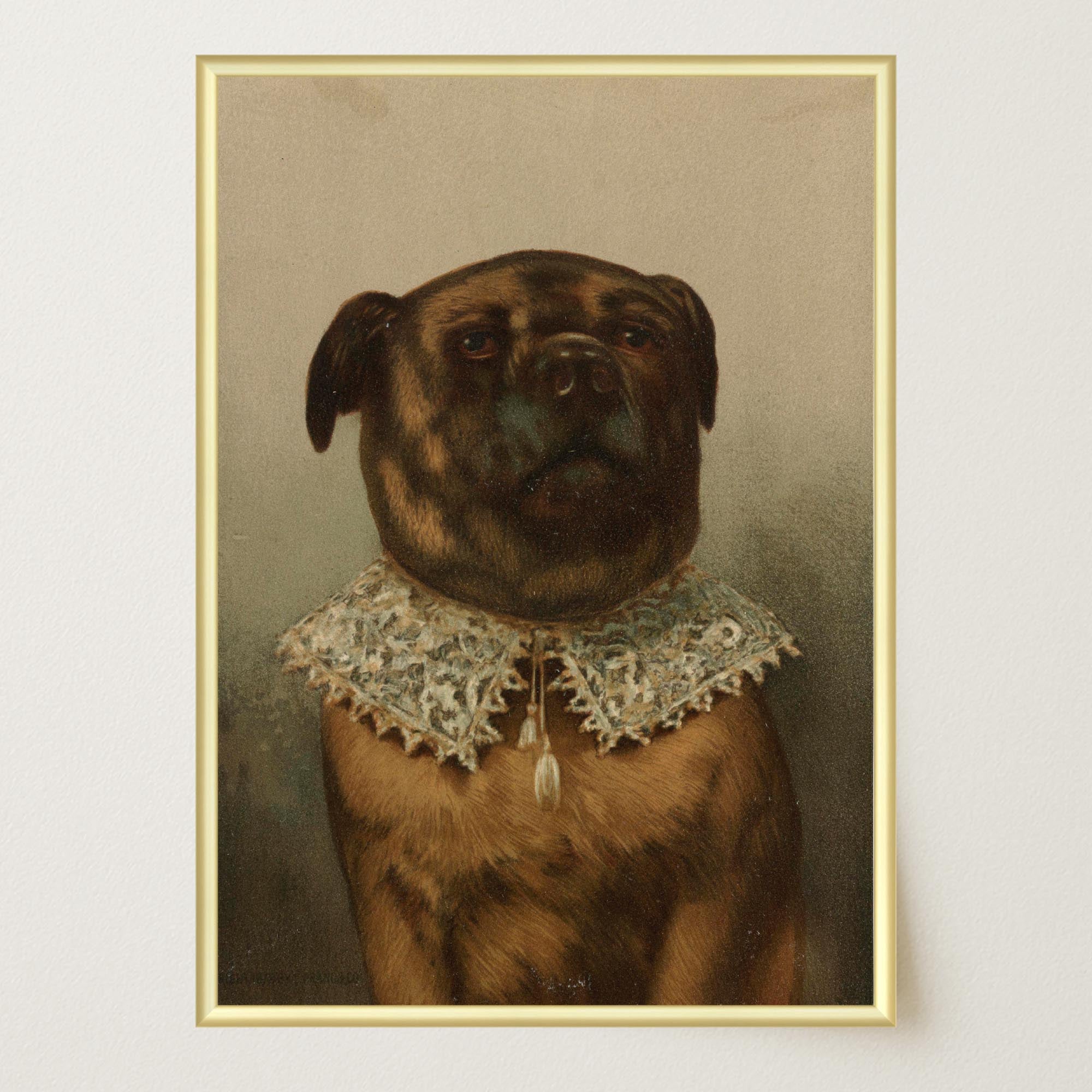 Vintage Dog Portrait Illustration Wall Art Print-Skudaboo