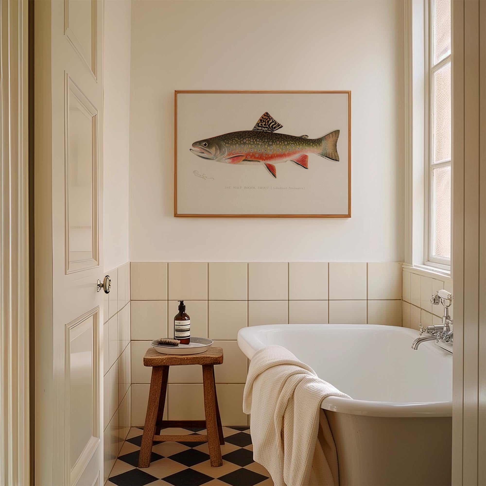 Brook Trout Fish Vintage Wall Art Print-Skudaboo