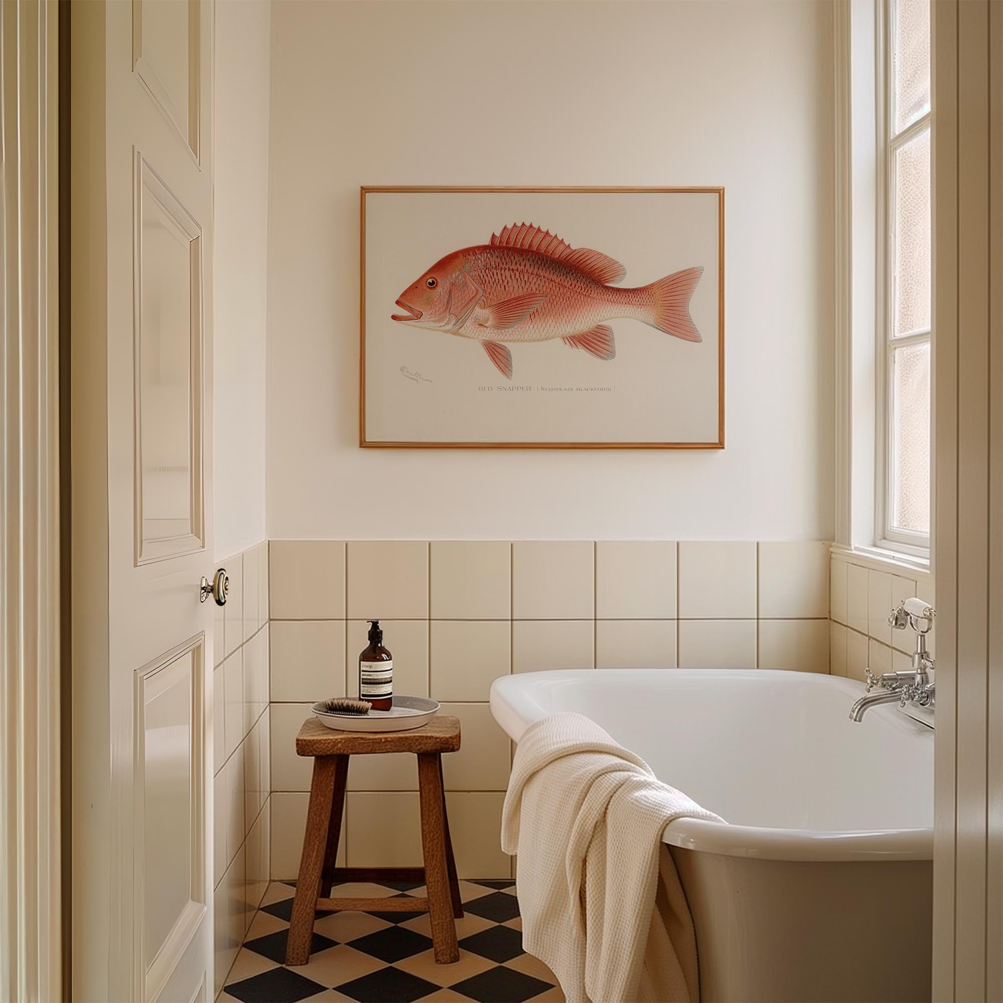 Red Snapper Fish Vintage Wall Art Print-Skudaboo