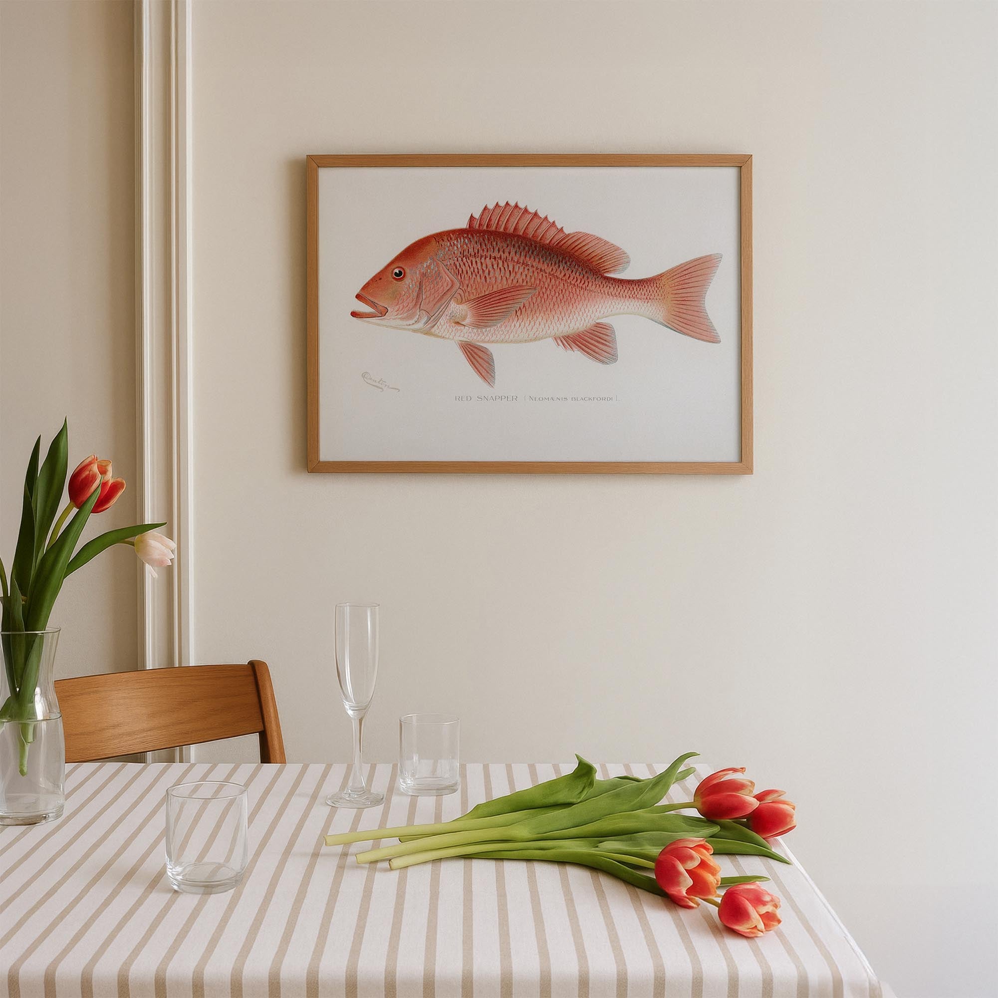 Red Snapper Fish Vintage Wall Art Print-Skudaboo