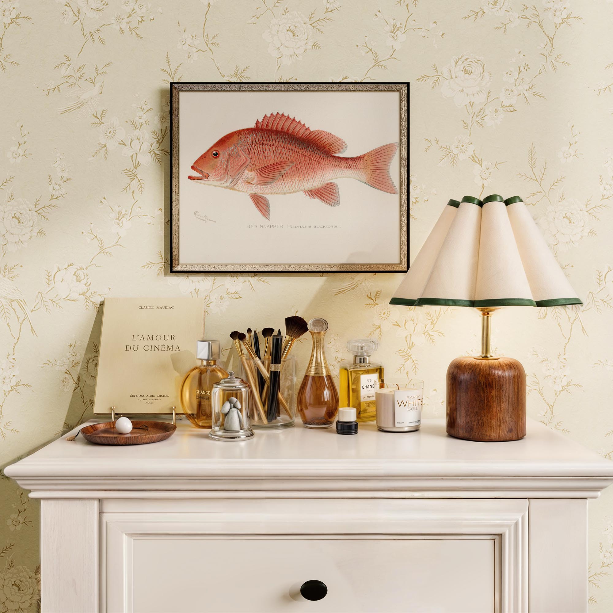 Red Snapper Fish Vintage Wall Art Print-Skudaboo