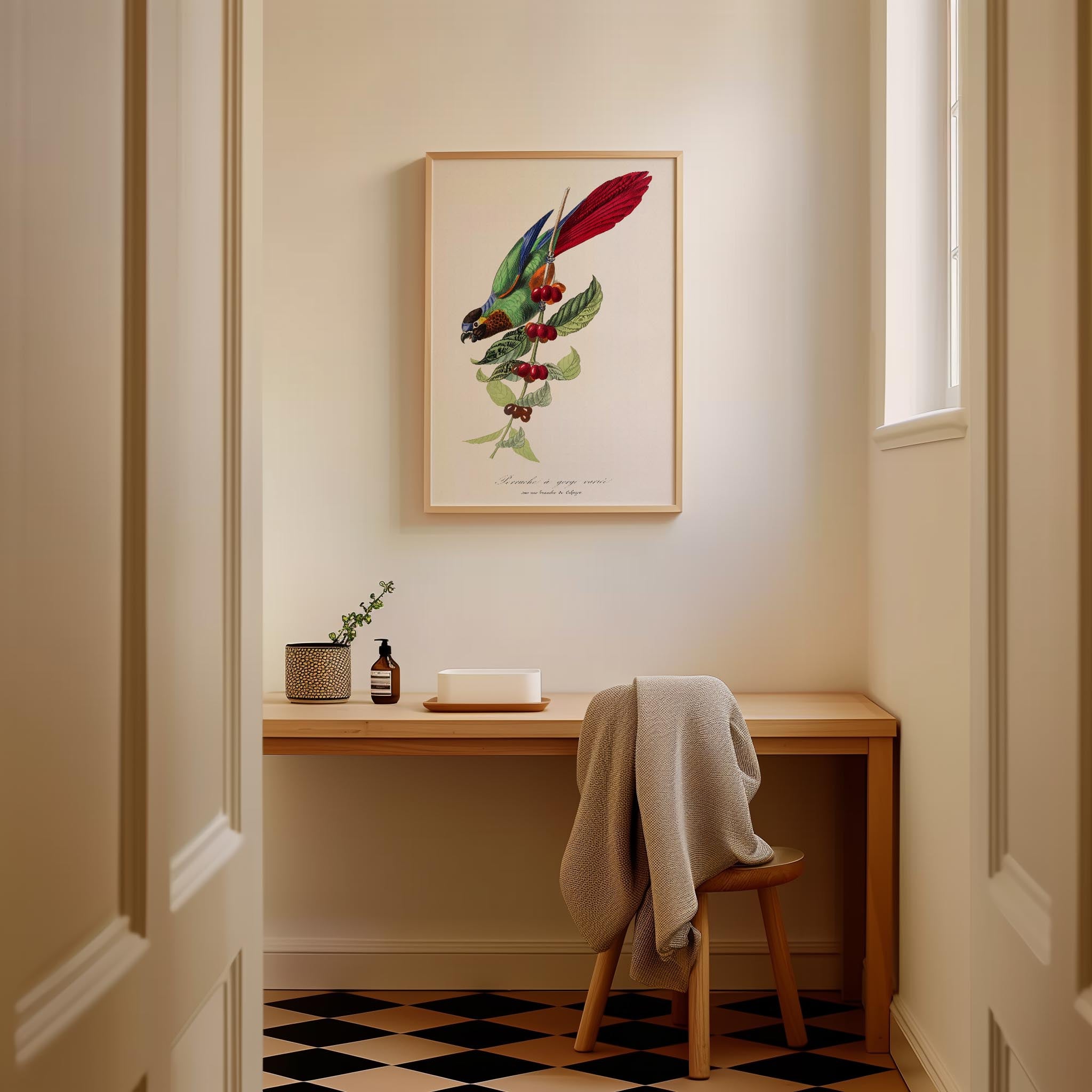 Parakeet Bird Vintage Wall Art Print-Skudaboo