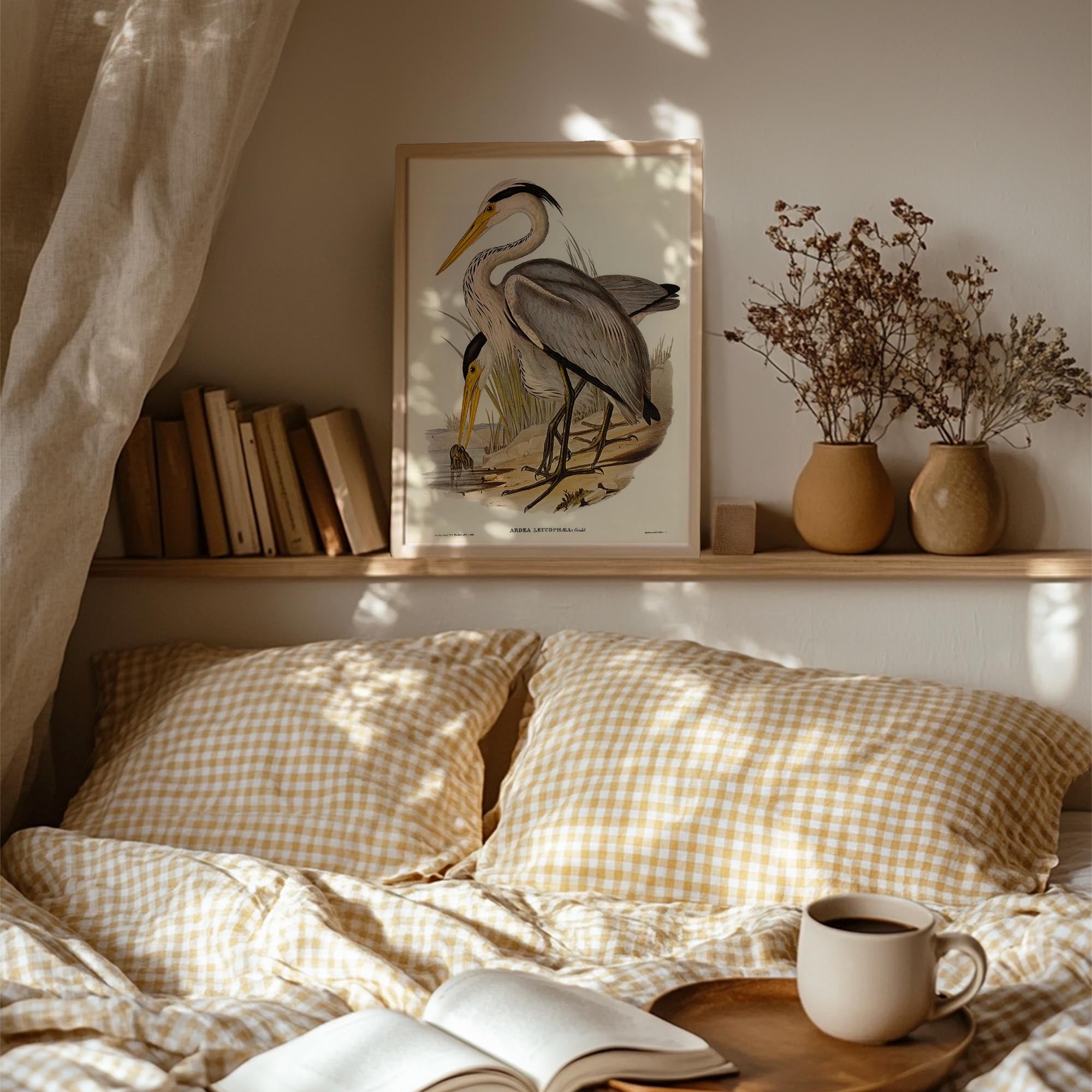 Heron Bird Vintage Nature Wall Art Print-Skudaboo