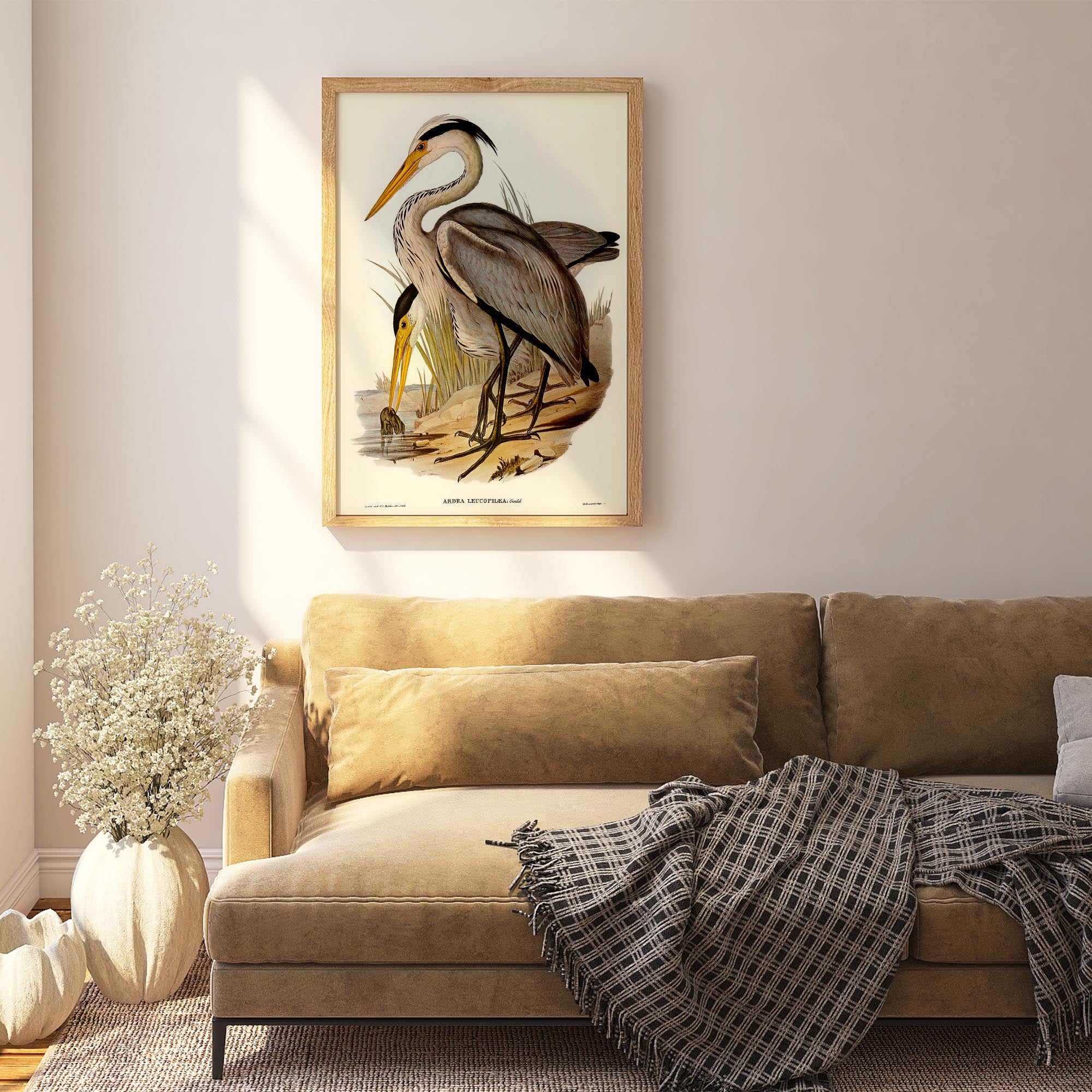 Heron Bird Vintage Nature Wall Art Print-Skudaboo