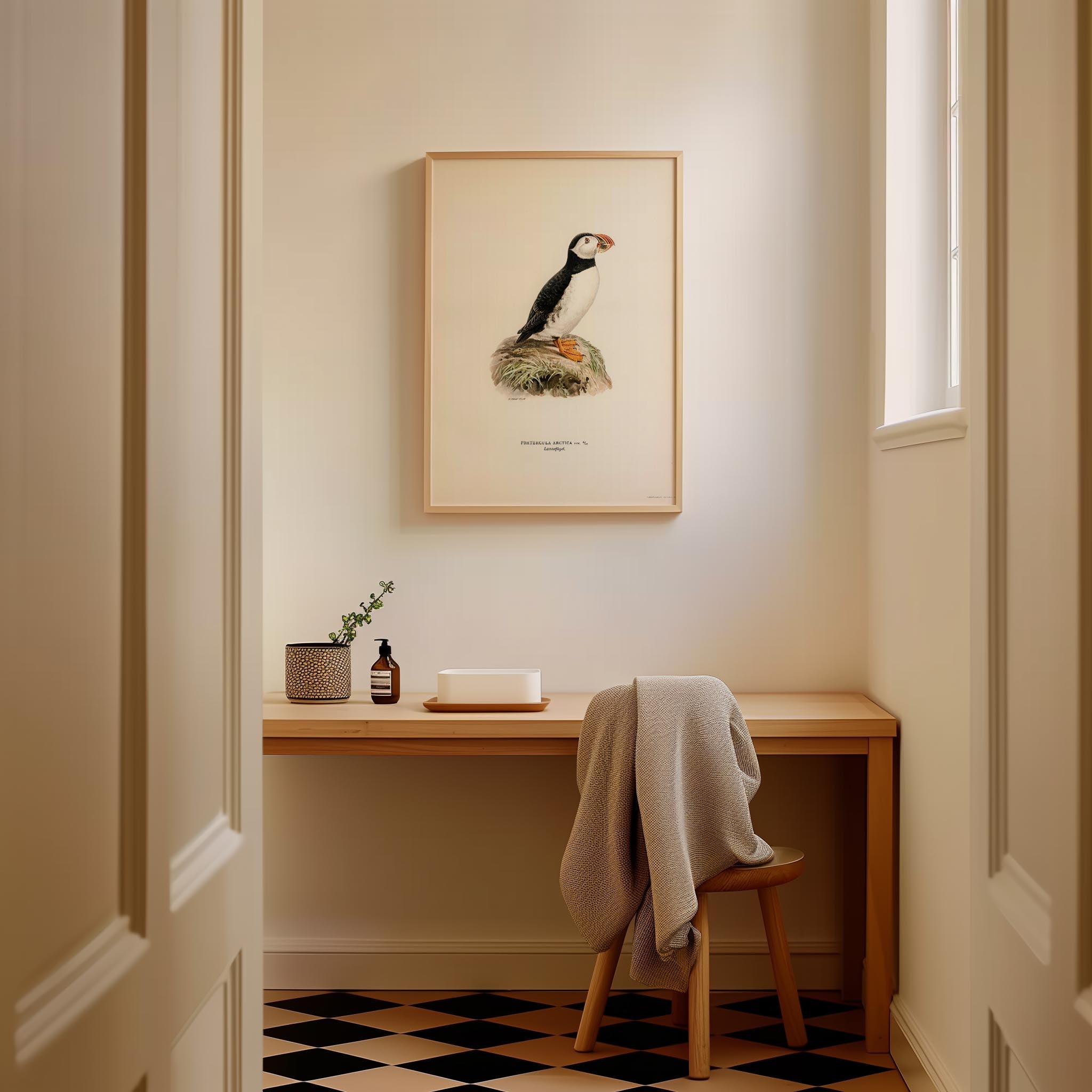 Atlantic Puffin Vintage Bird Wall Art Print-Skudaboo
