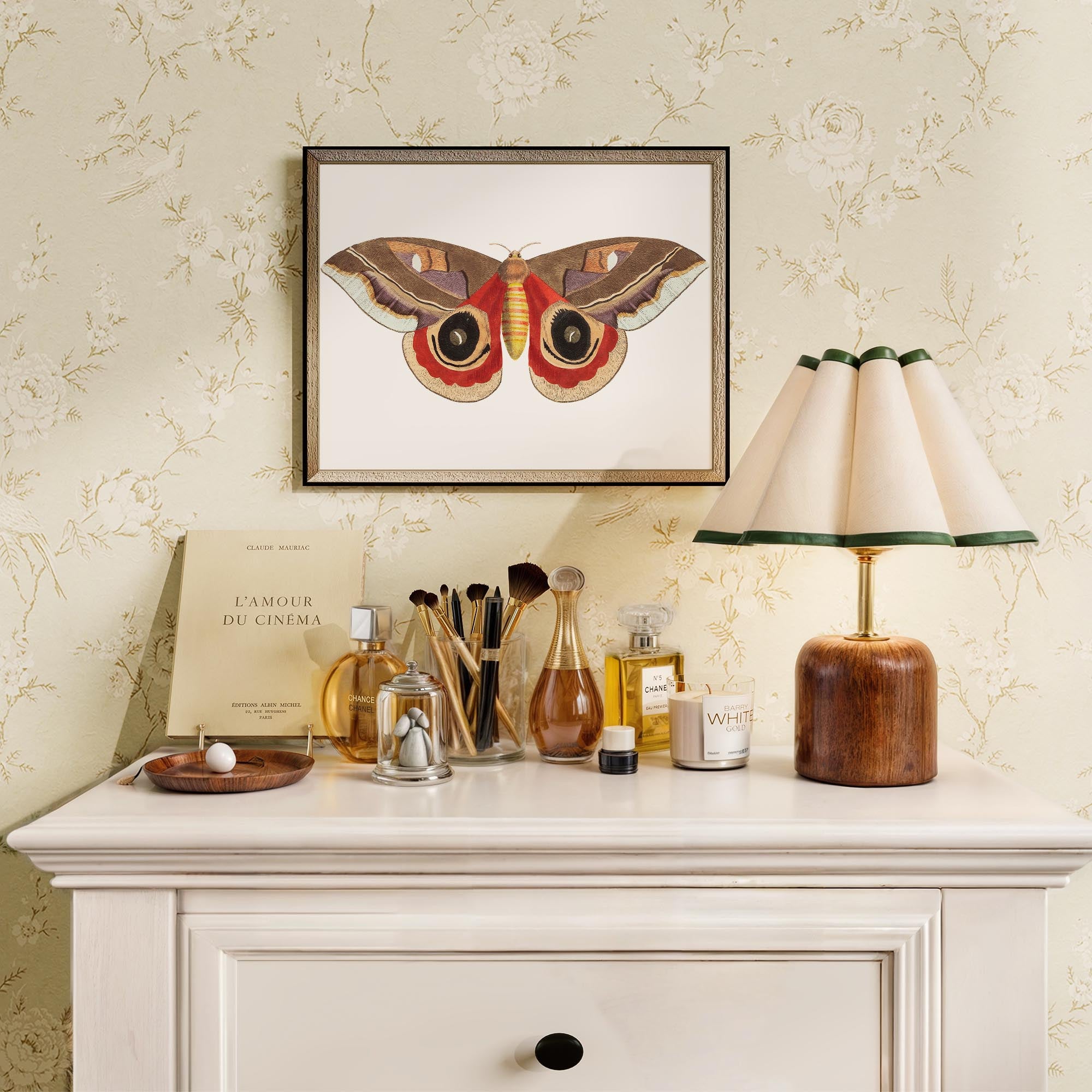Vintage Moth Illustration Wall Art Print-Skudaboo