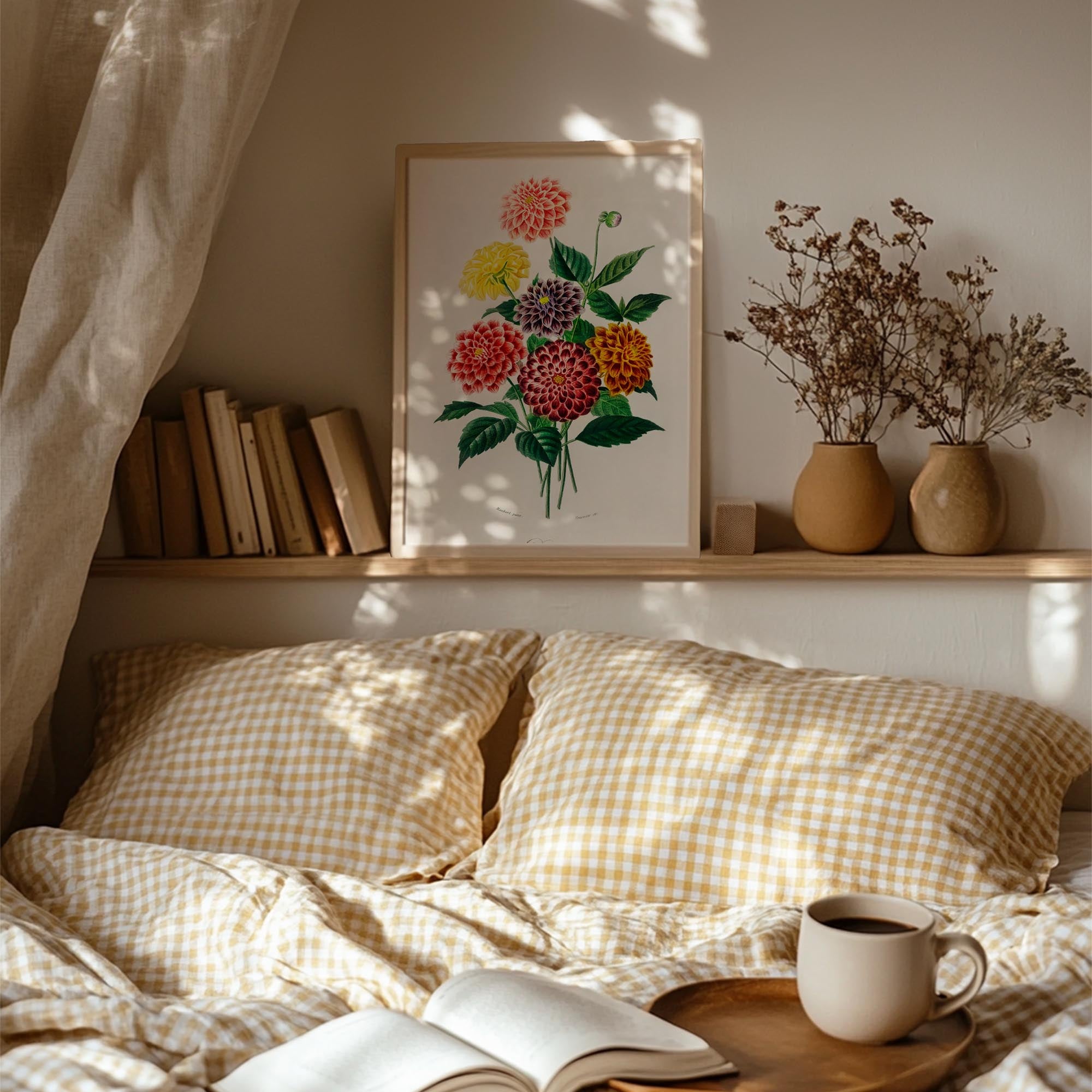 Dahlia Floral Vintage Botanical Wall Art Print-Skudaboo