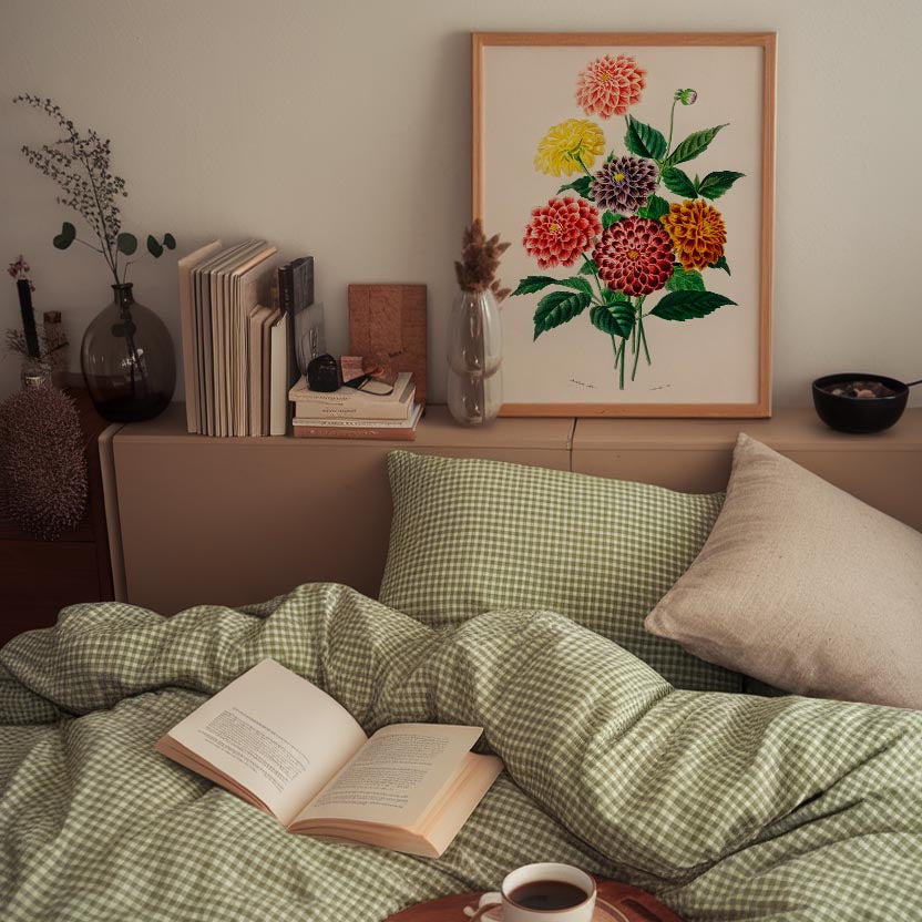 Dahlia Floral Vintage Botanical Wall Art Print-Skudaboo
