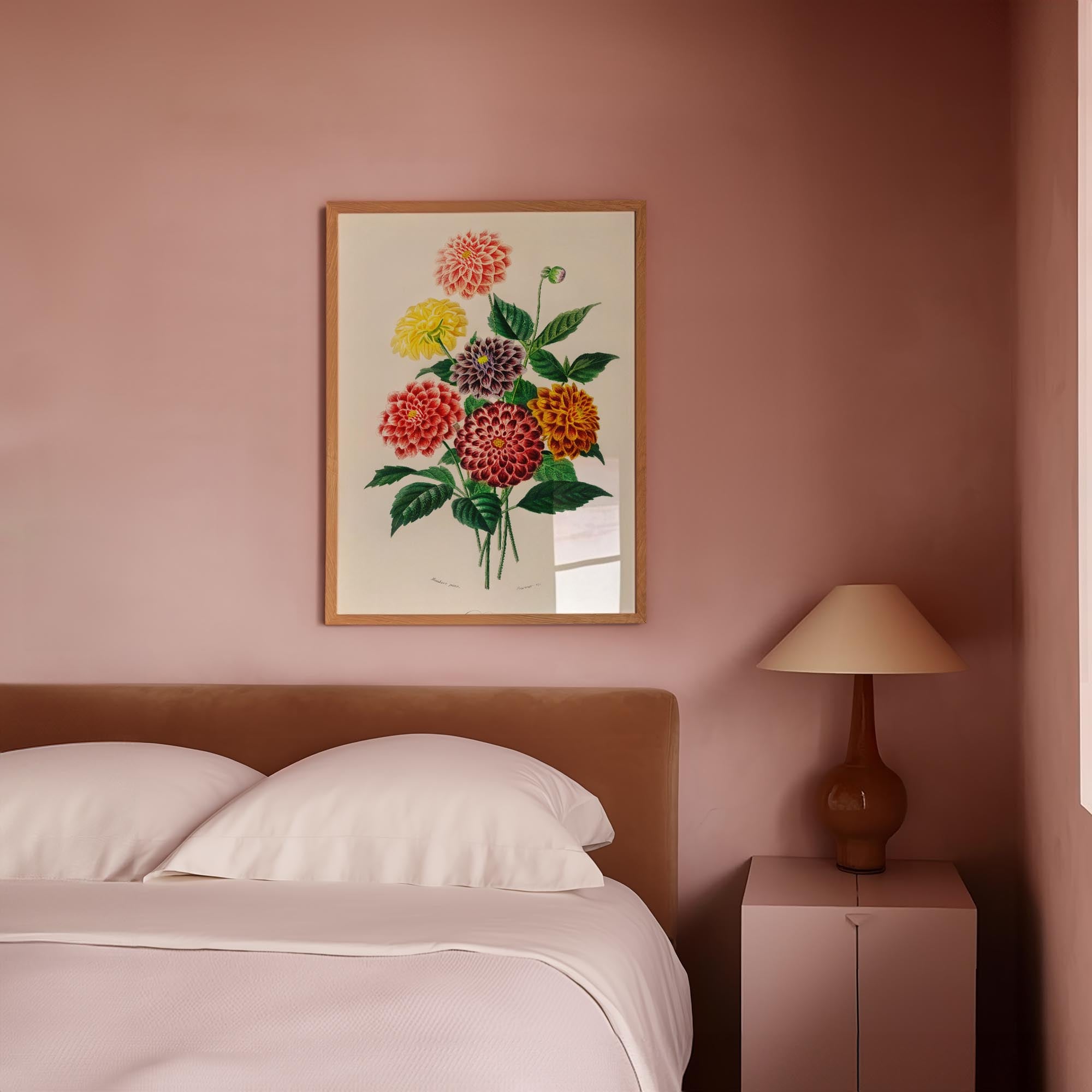 Dahlia Floral Vintage Botanical Wall Art Print-Skudaboo