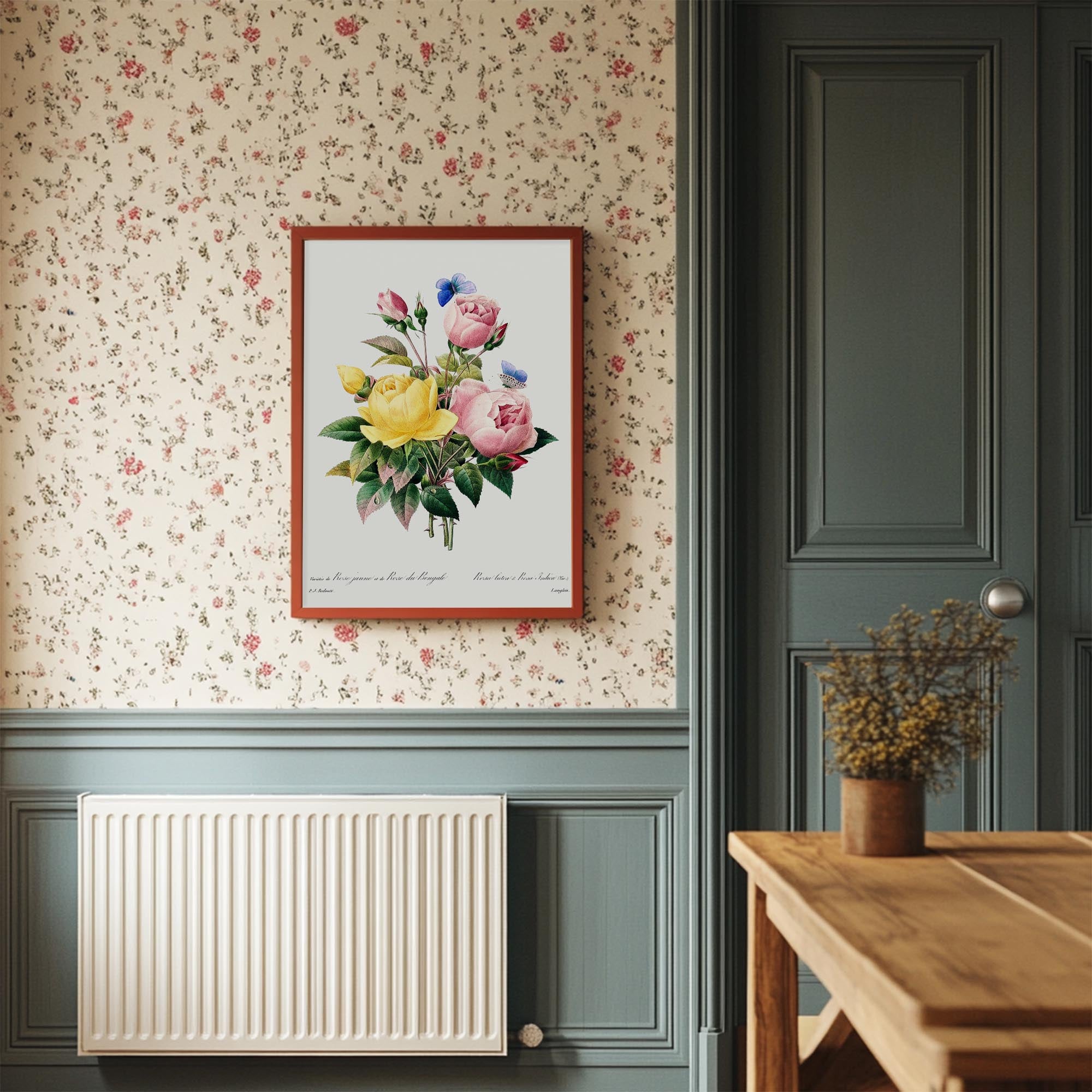 Vintage Rose Botanical Wall Art Print-Skudaboo