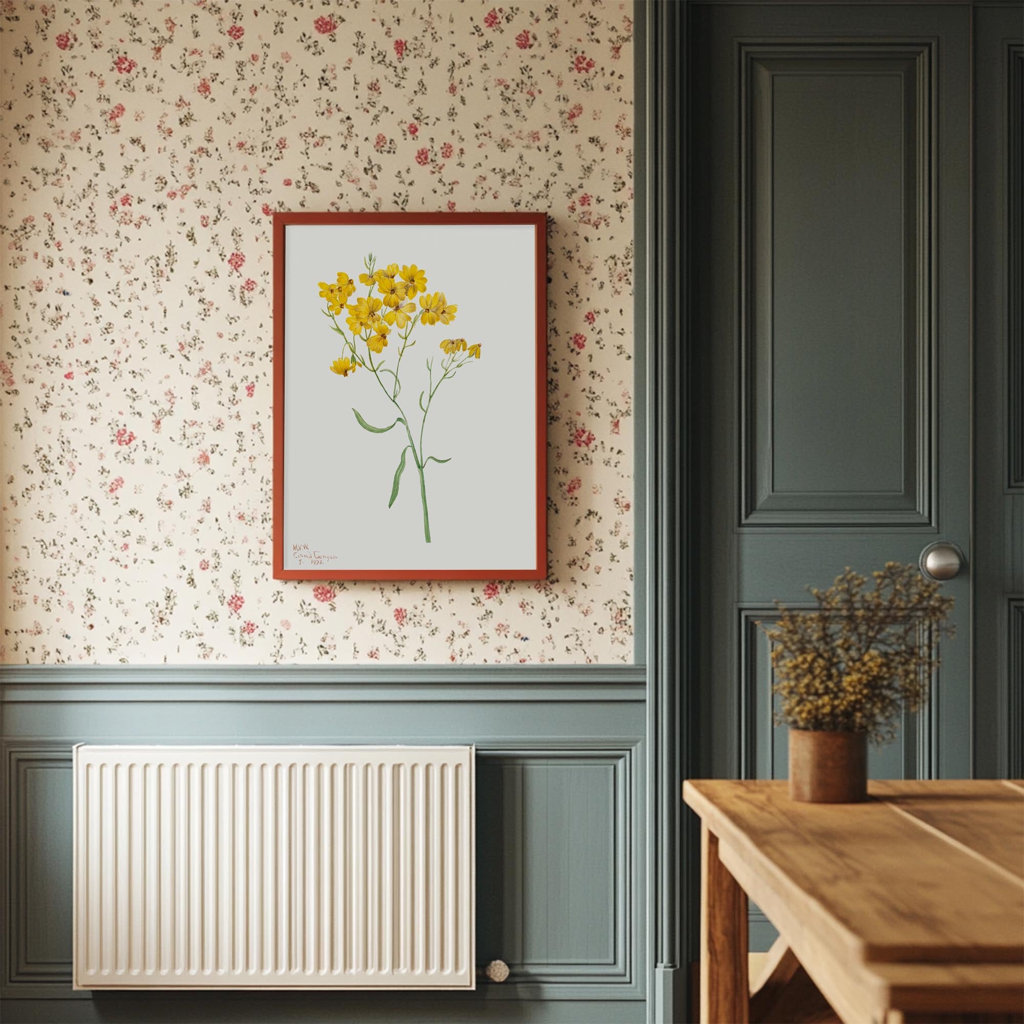 Yellow Wildflower Vintage Botanical Wall Art Print-Skudaboo