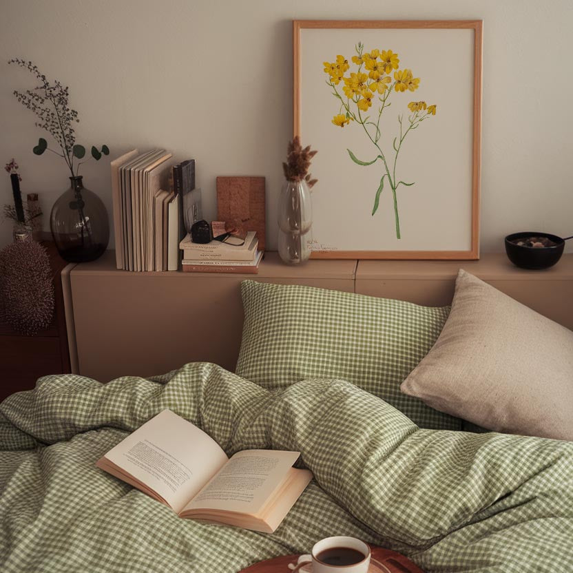 Yellow Wildflower Vintage Botanical Wall Art Print-Skudaboo