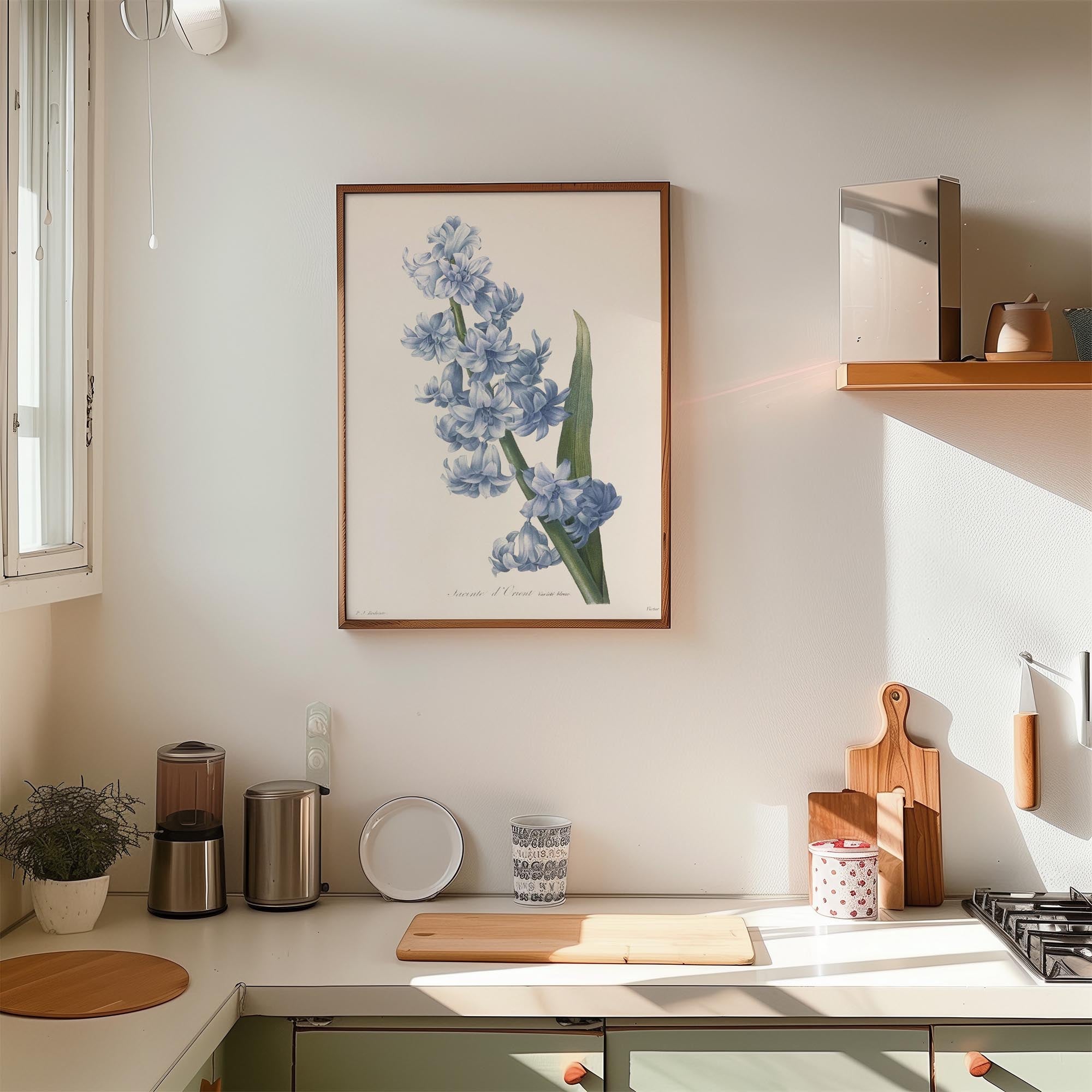 Blue Hyacinth Vintage Botanical Wall Art Print-Skudaboo