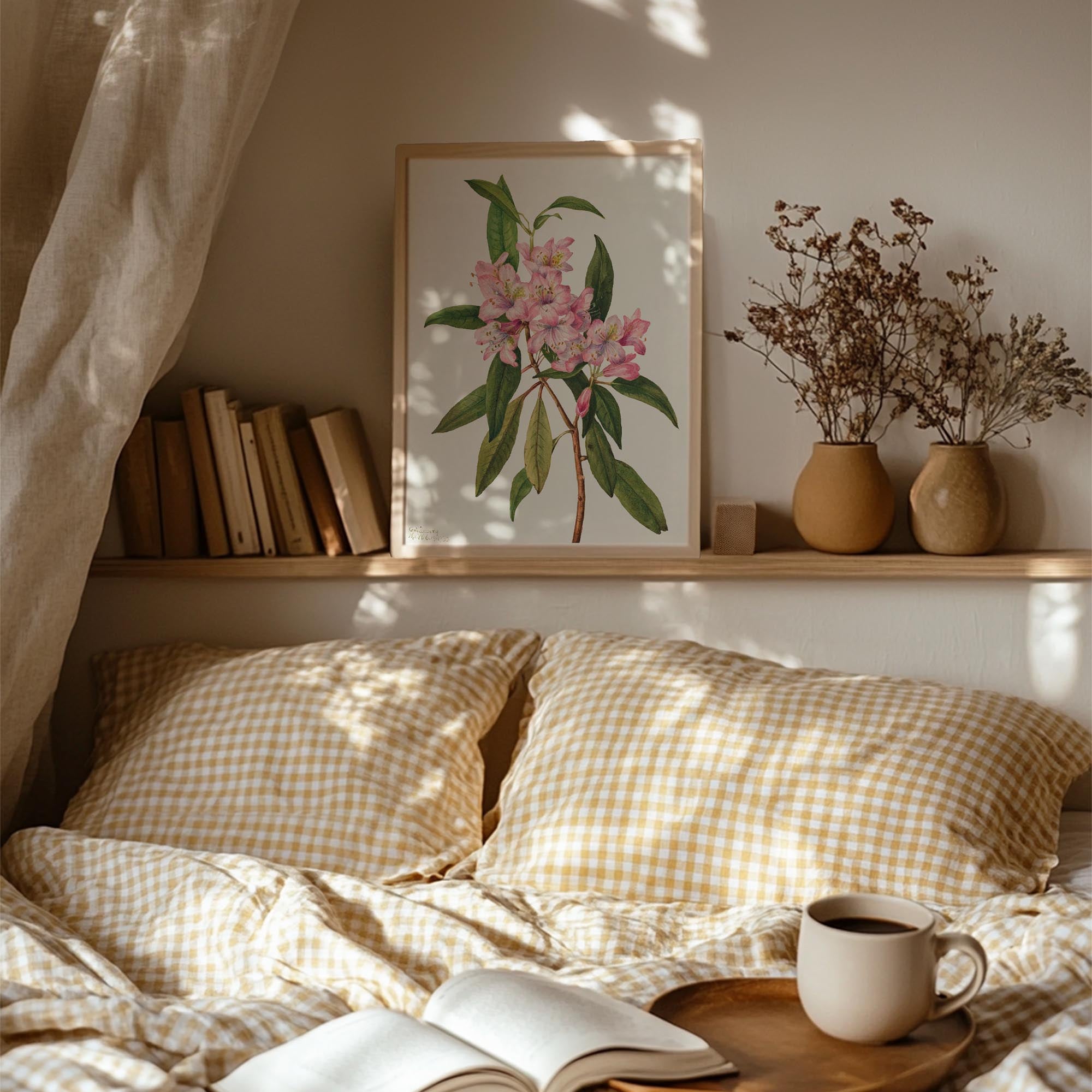 Pink Rhododendron Vintage Botanical Wall Art Print-Skudaboo