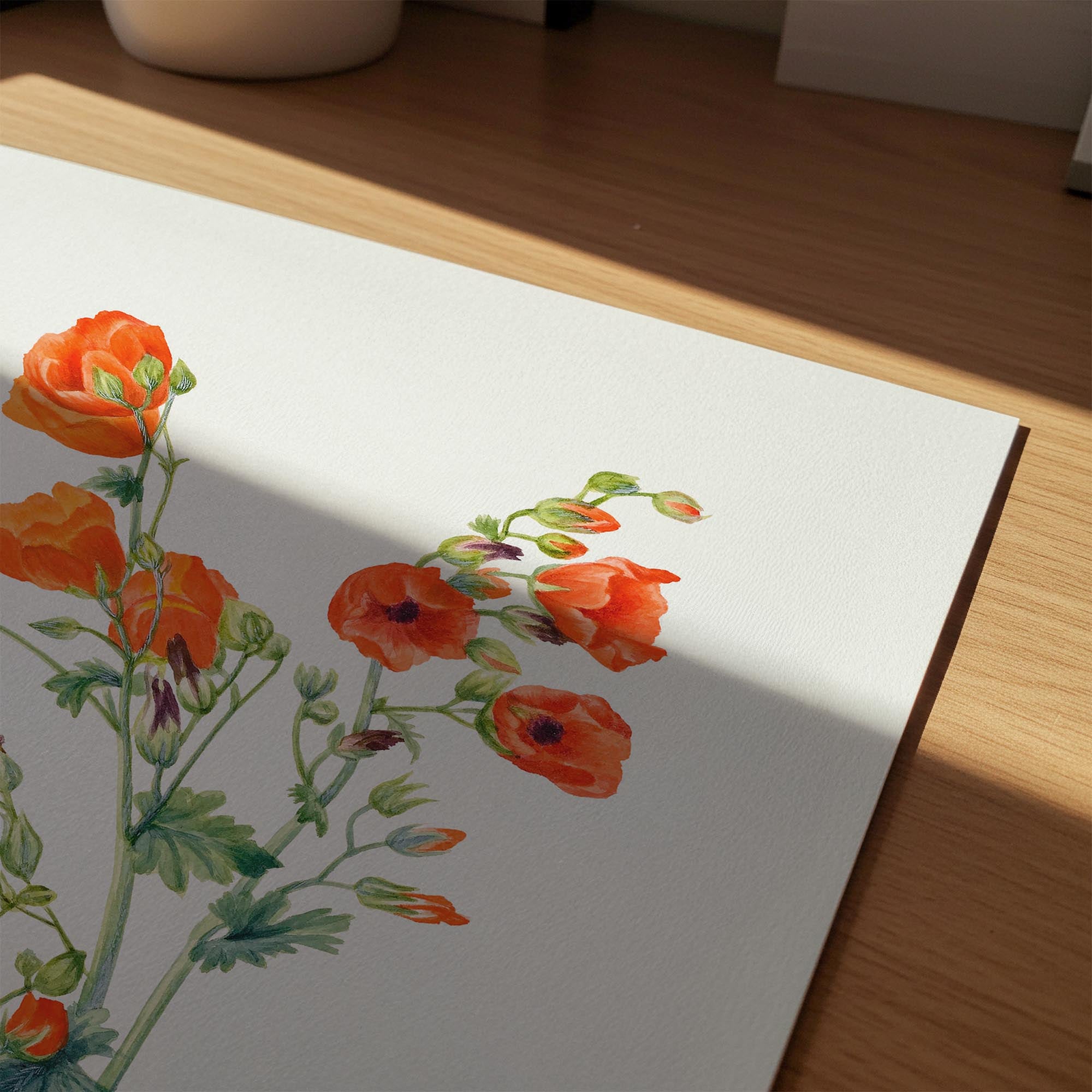 Red Poppy Flower Vintage Botanical Wall Art Print-Skudaboo