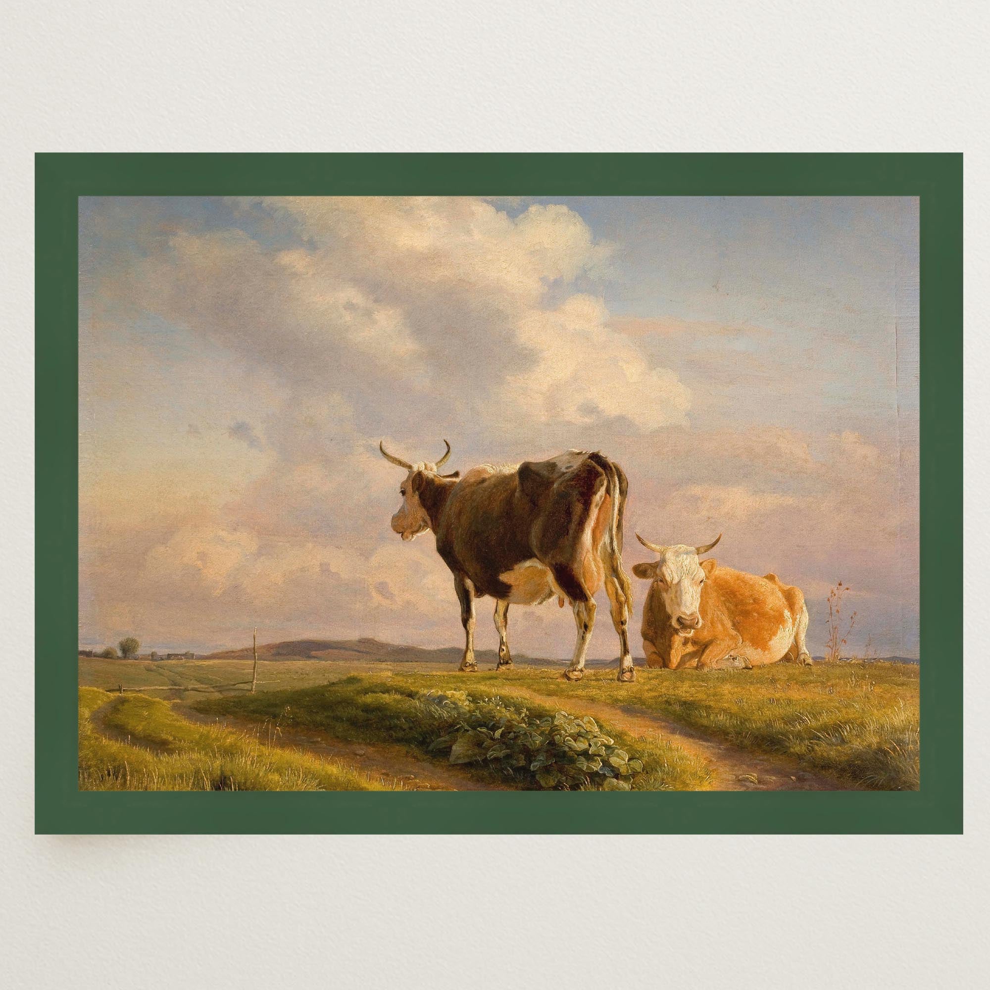 Cows in Open Field Vintage Landscape Print-Skudaboo