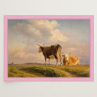 Cows in Open Field Vintage Landscape Print-Skudaboo