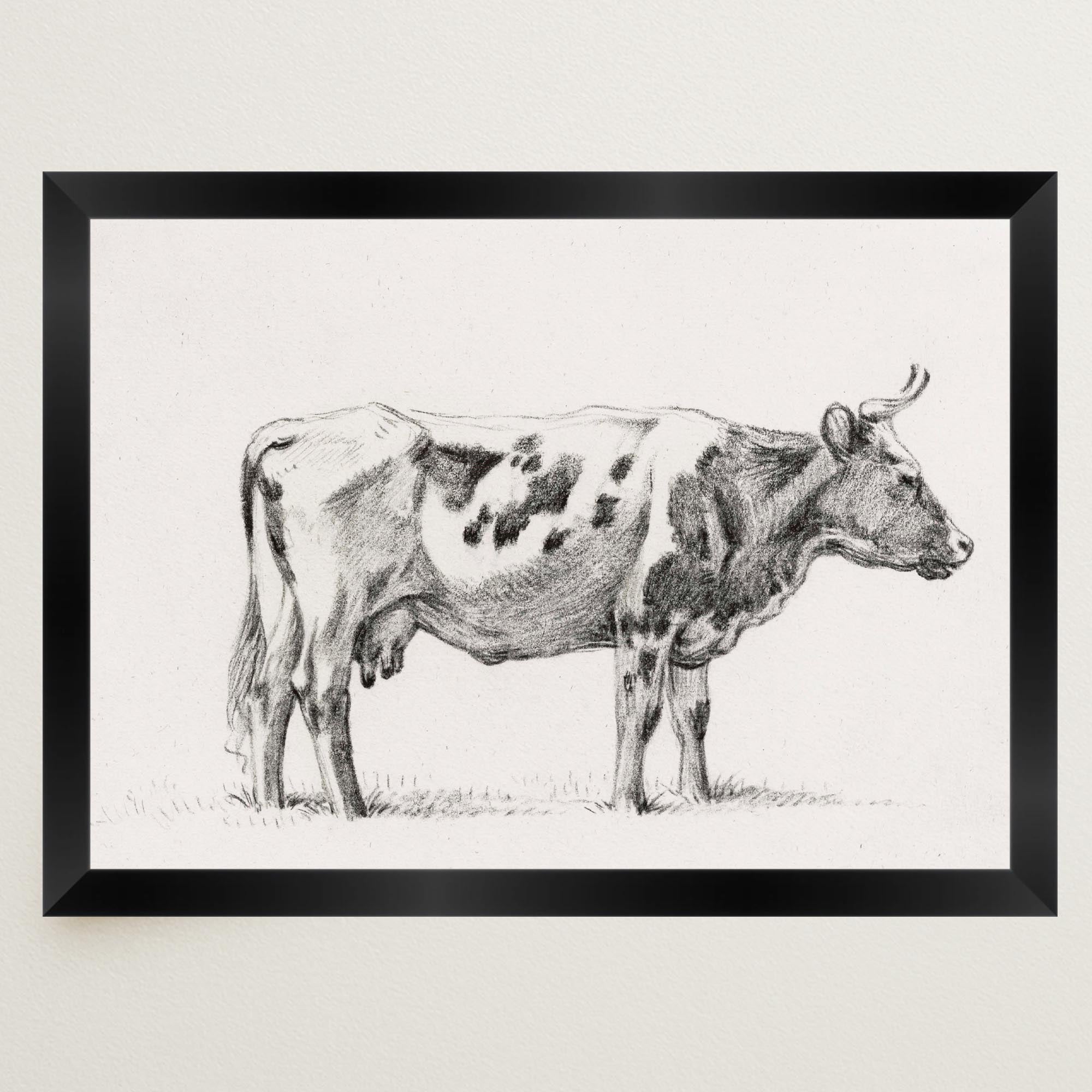 Cow Vintage Sketch Wall Art Print-Skudaboo