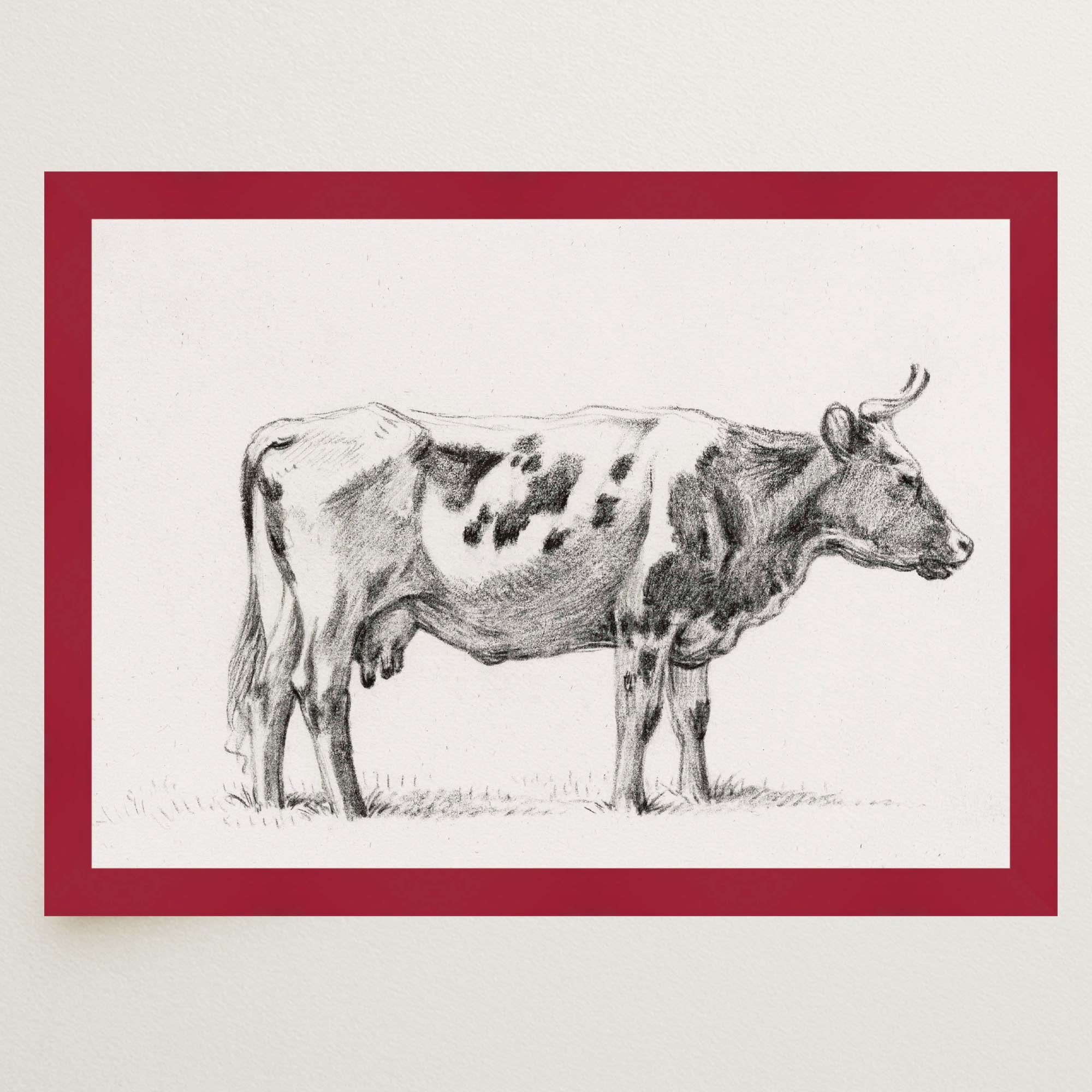 Cow Vintage Sketch Wall Art Print-Skudaboo