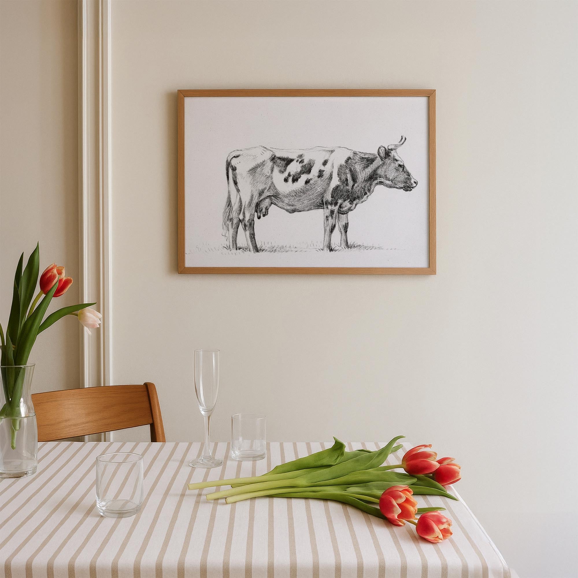Cow Vintage Sketch Wall Art Print-Skudaboo