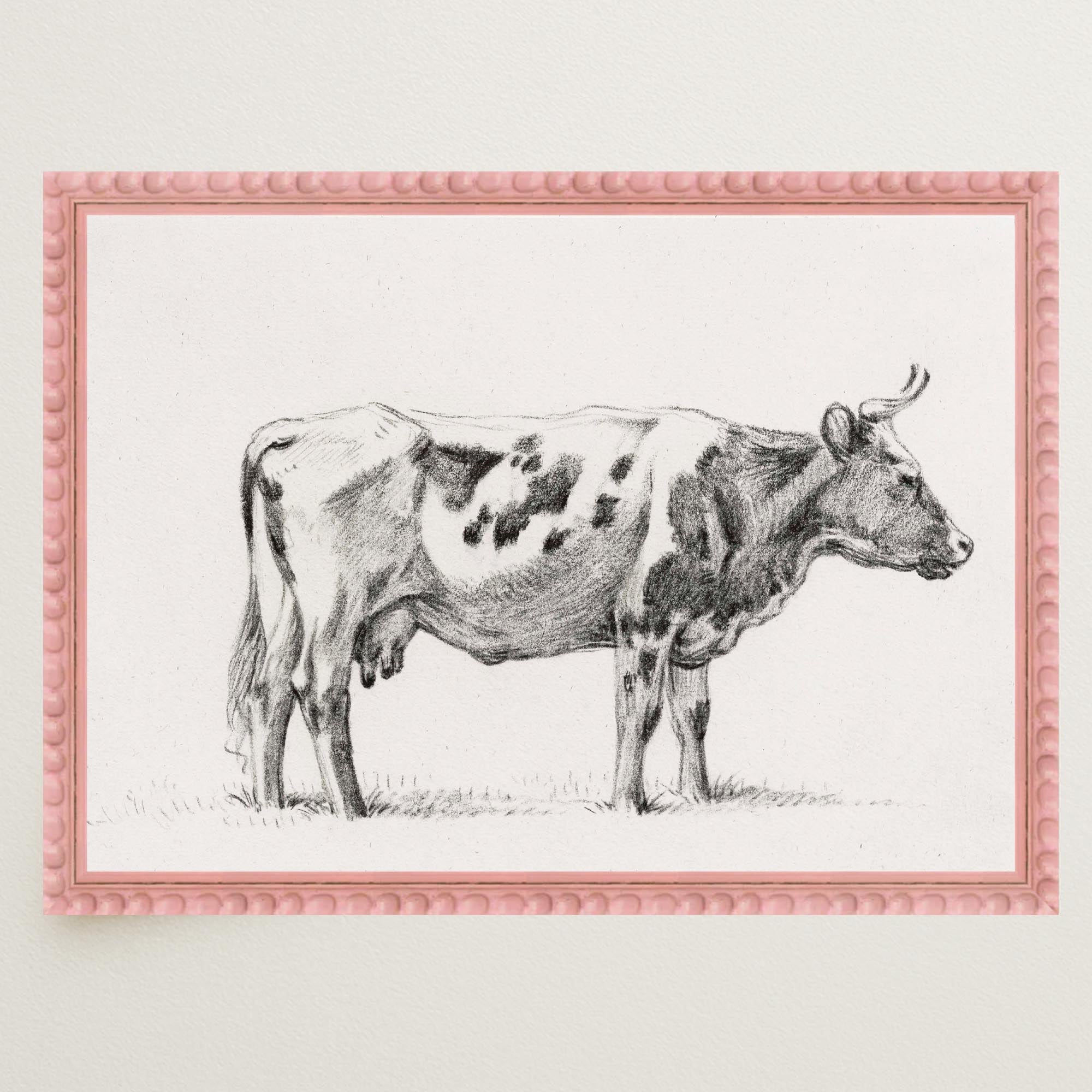 Cow Vintage Sketch Wall Art Print-Skudaboo