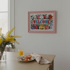 Welcome Floral Vintage Wall Art Print-Skudaboo