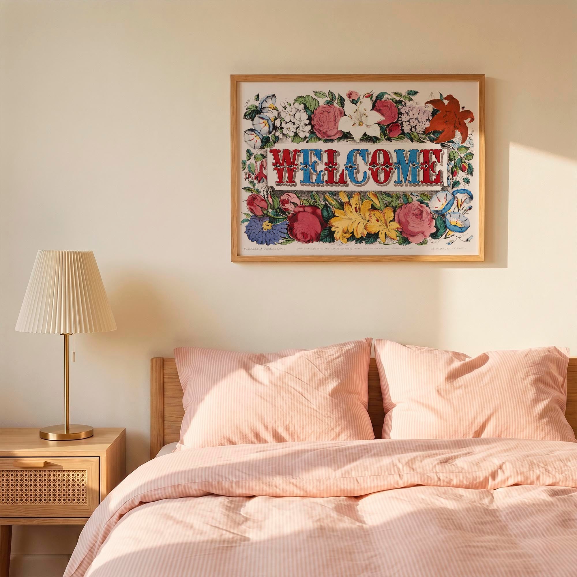 Welcome Floral Vintage Wall Art Print-Skudaboo